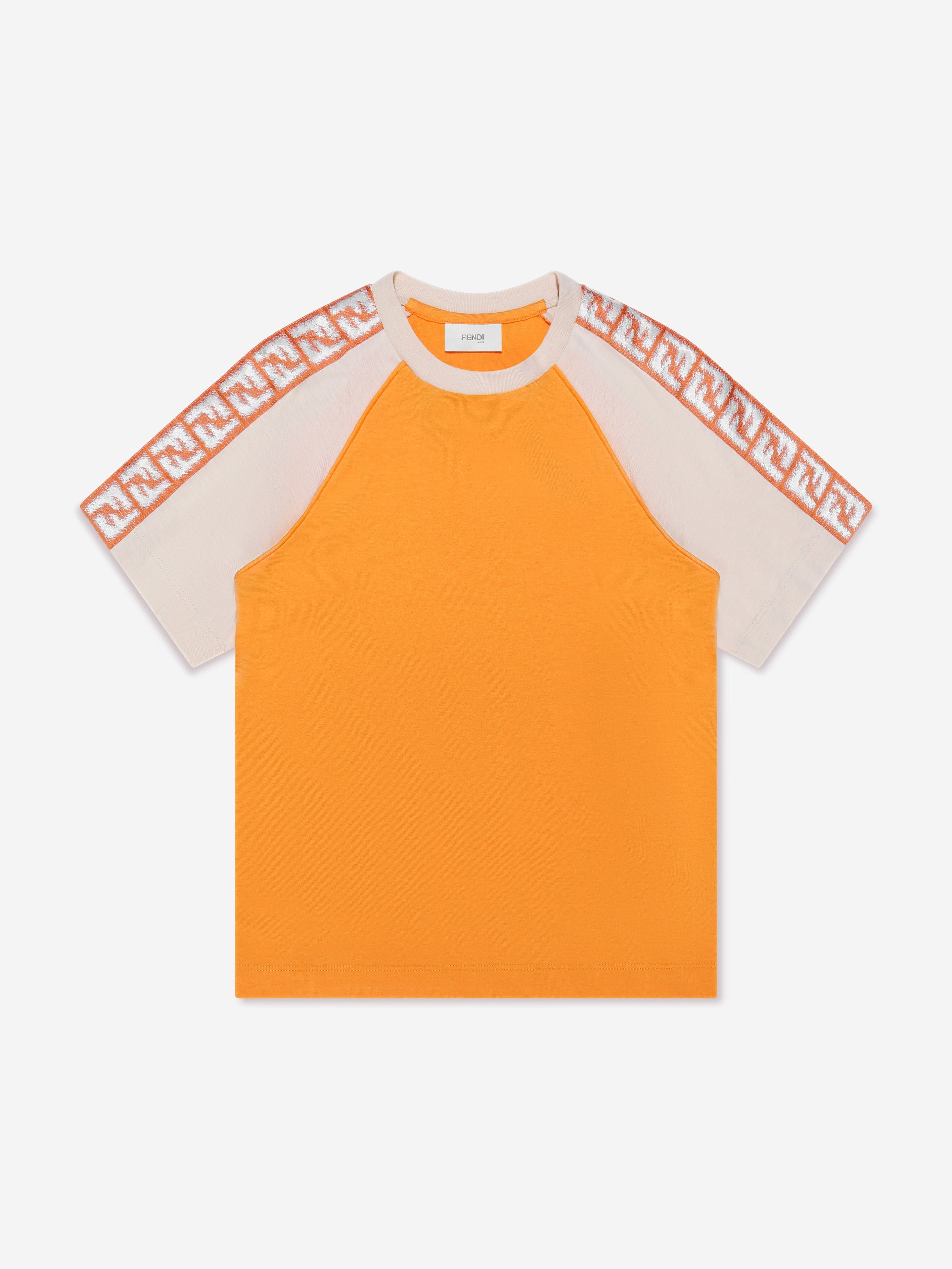 Fendi Boys FF Logo T-Shirt in Orange