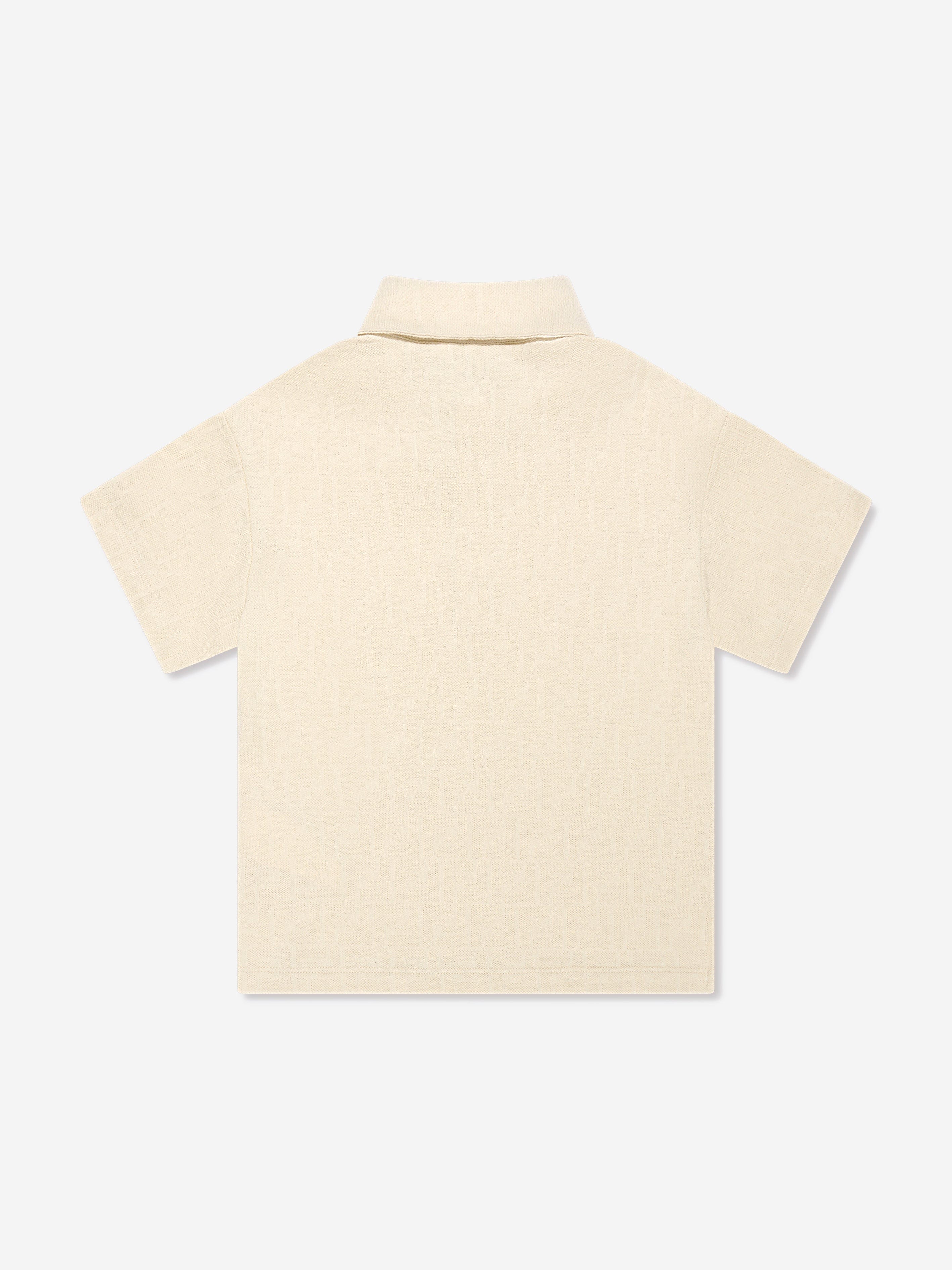 Fendi Boys FF Logo Polo Shirt in White