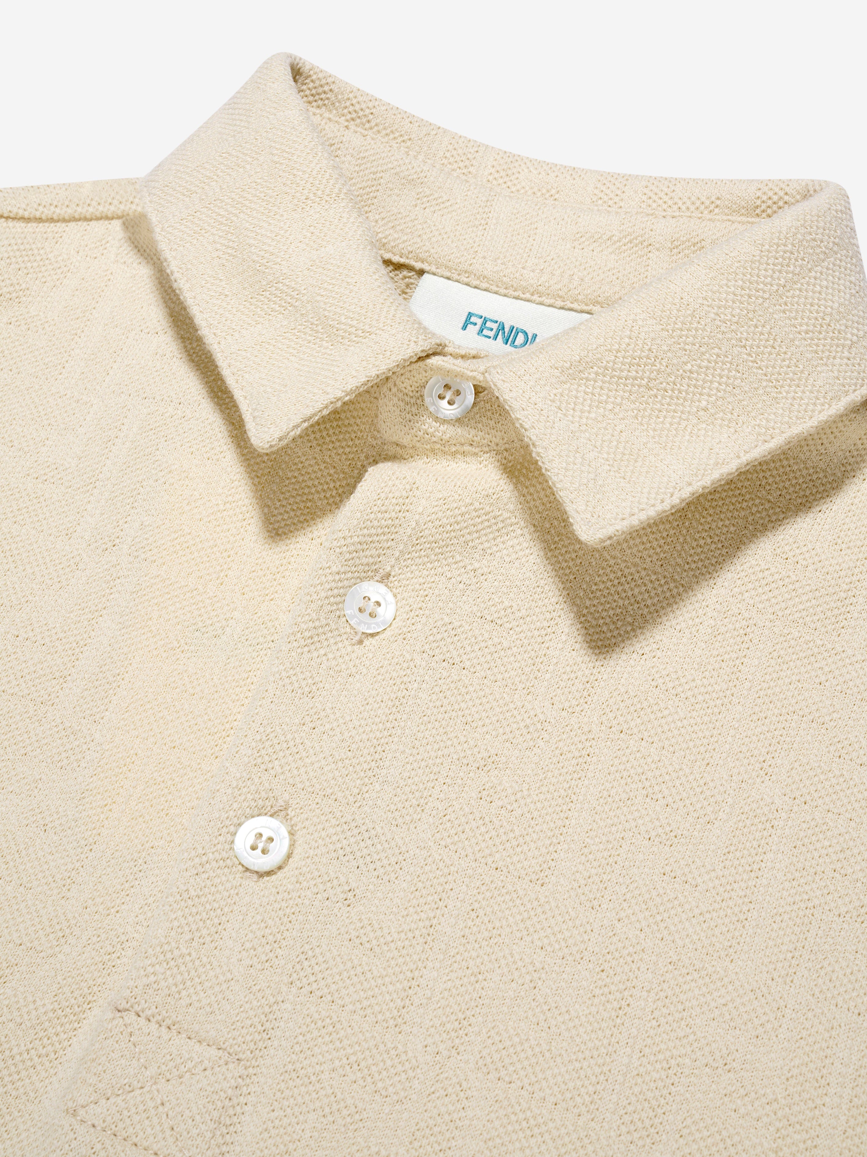 Fendi Boys FF Logo Polo Shirt in White