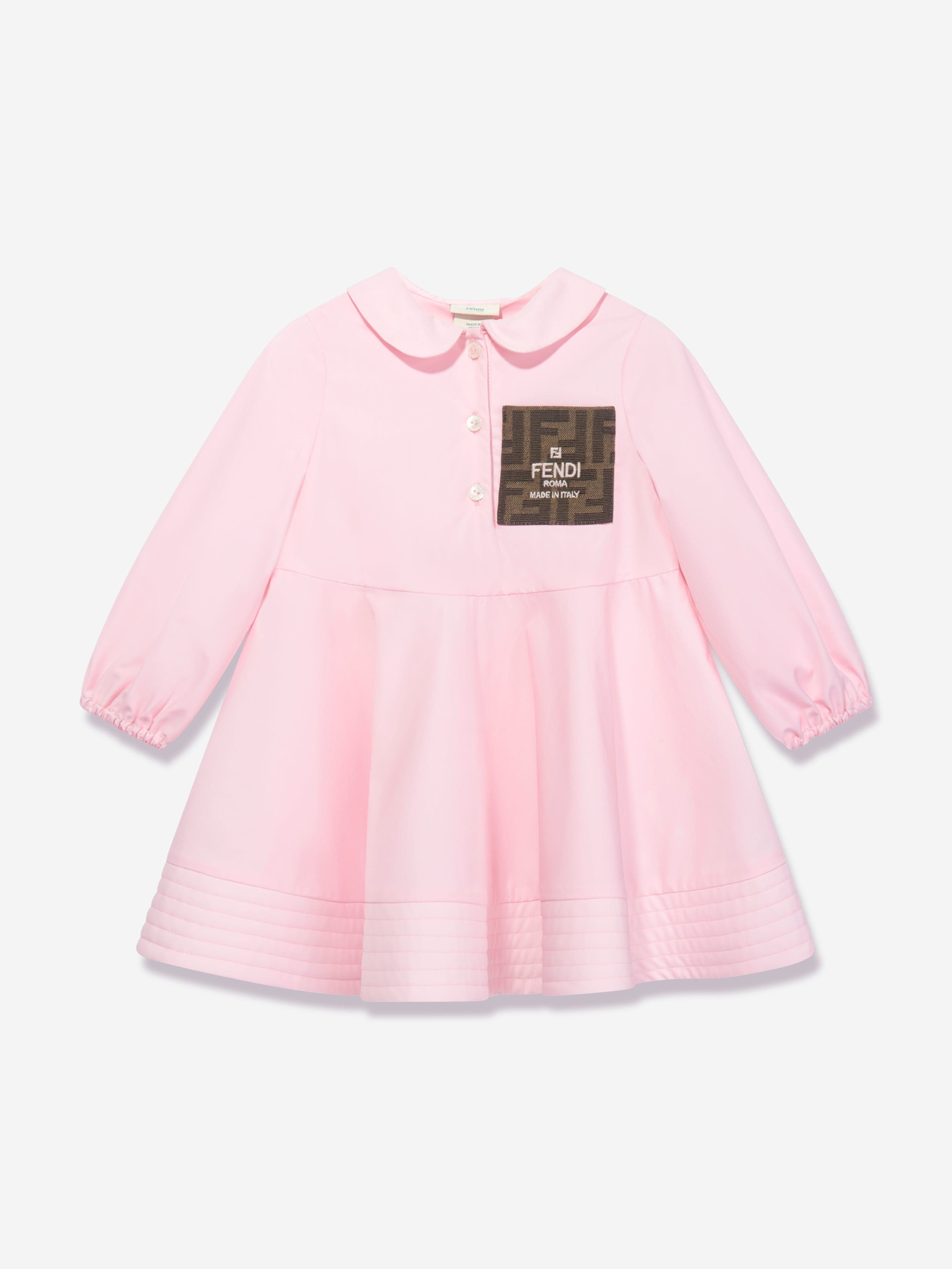 Fendi Baby Girls FF Logo Shirt Dress in Pink