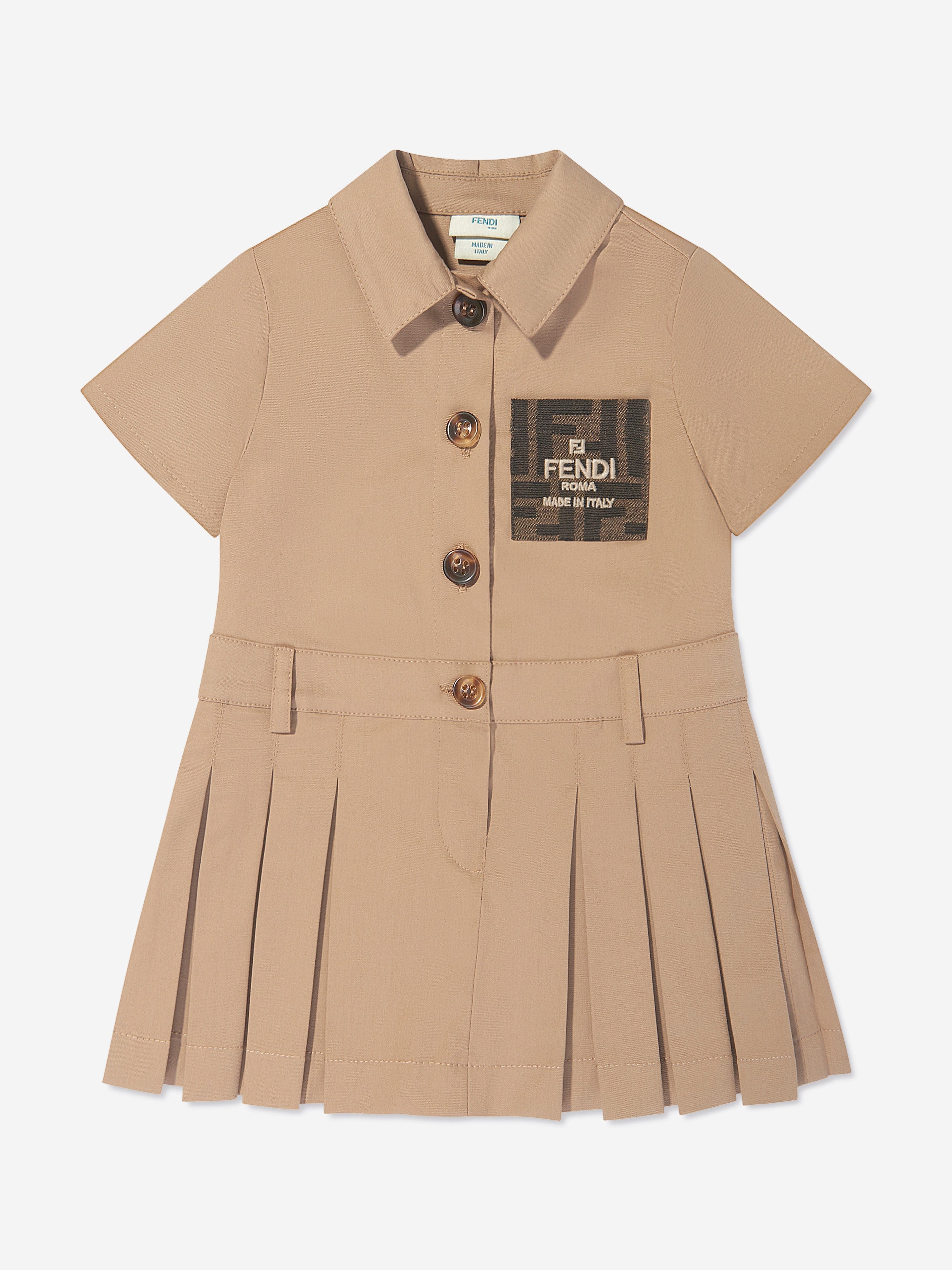 Fendi Baby Girls Logo Trench Dress in Beige