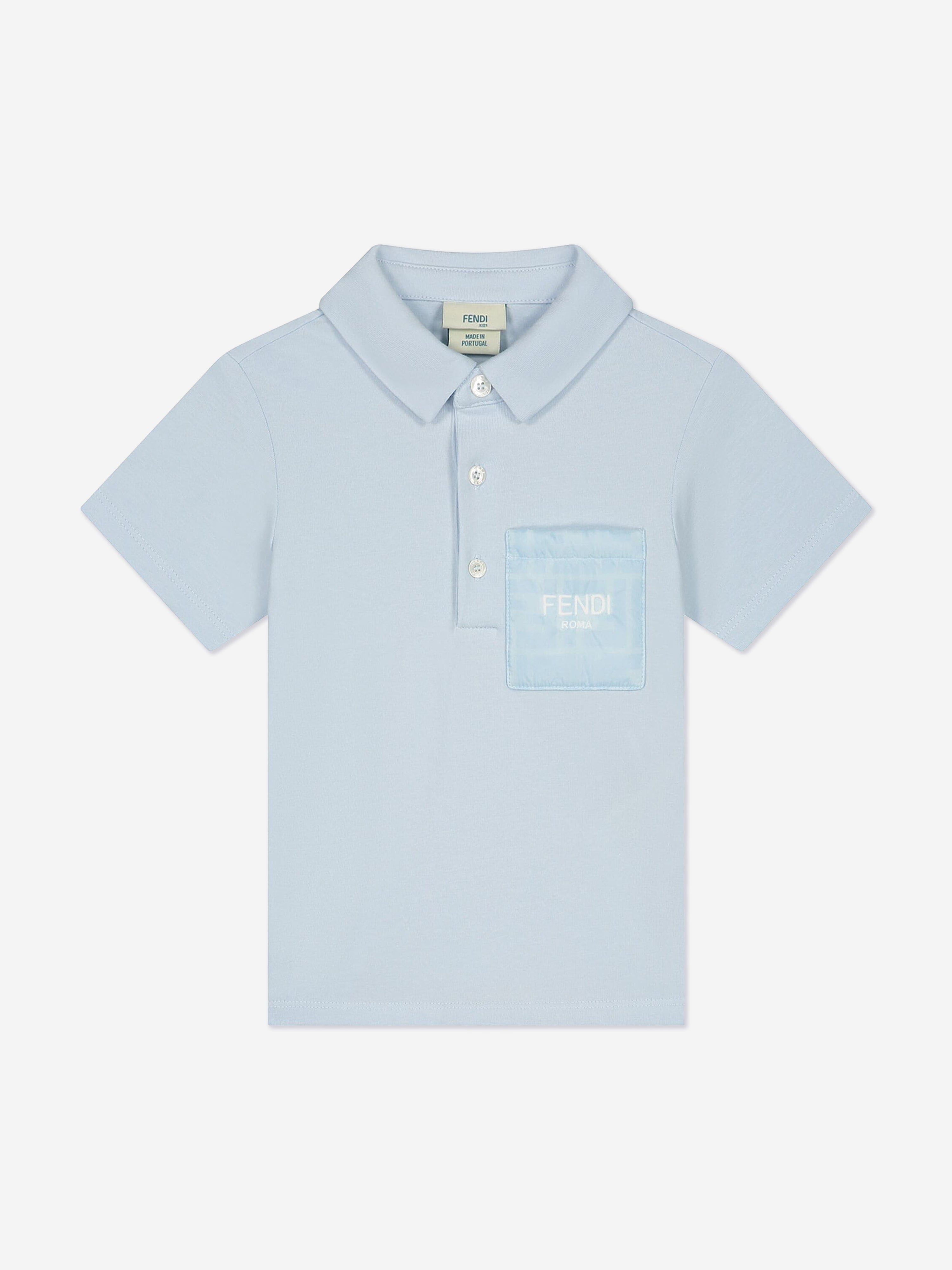 Fendi Baby Boys Logo Polo Shirt in Blue