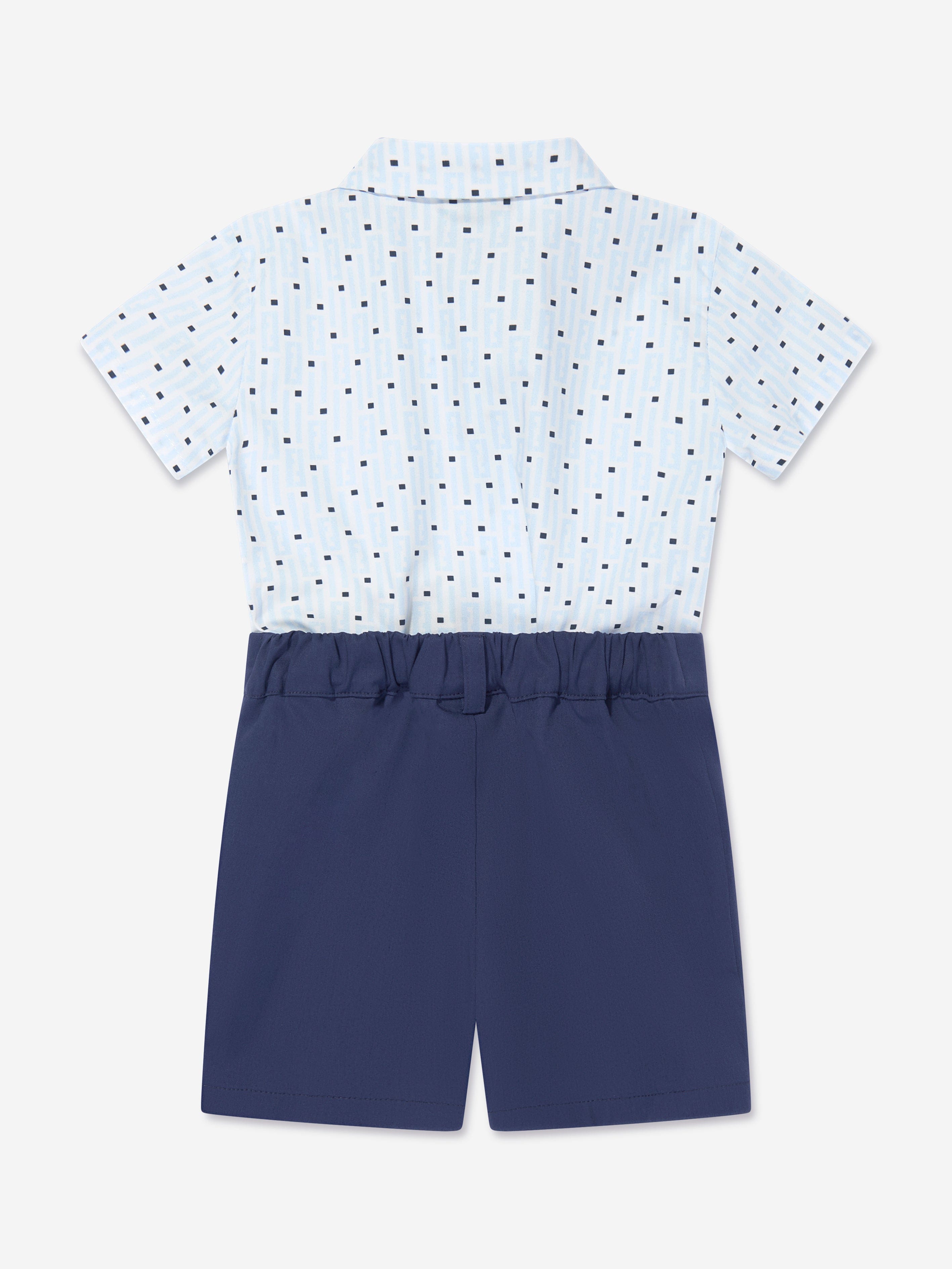 Fendi Baby Boys Logo Romper in Navy