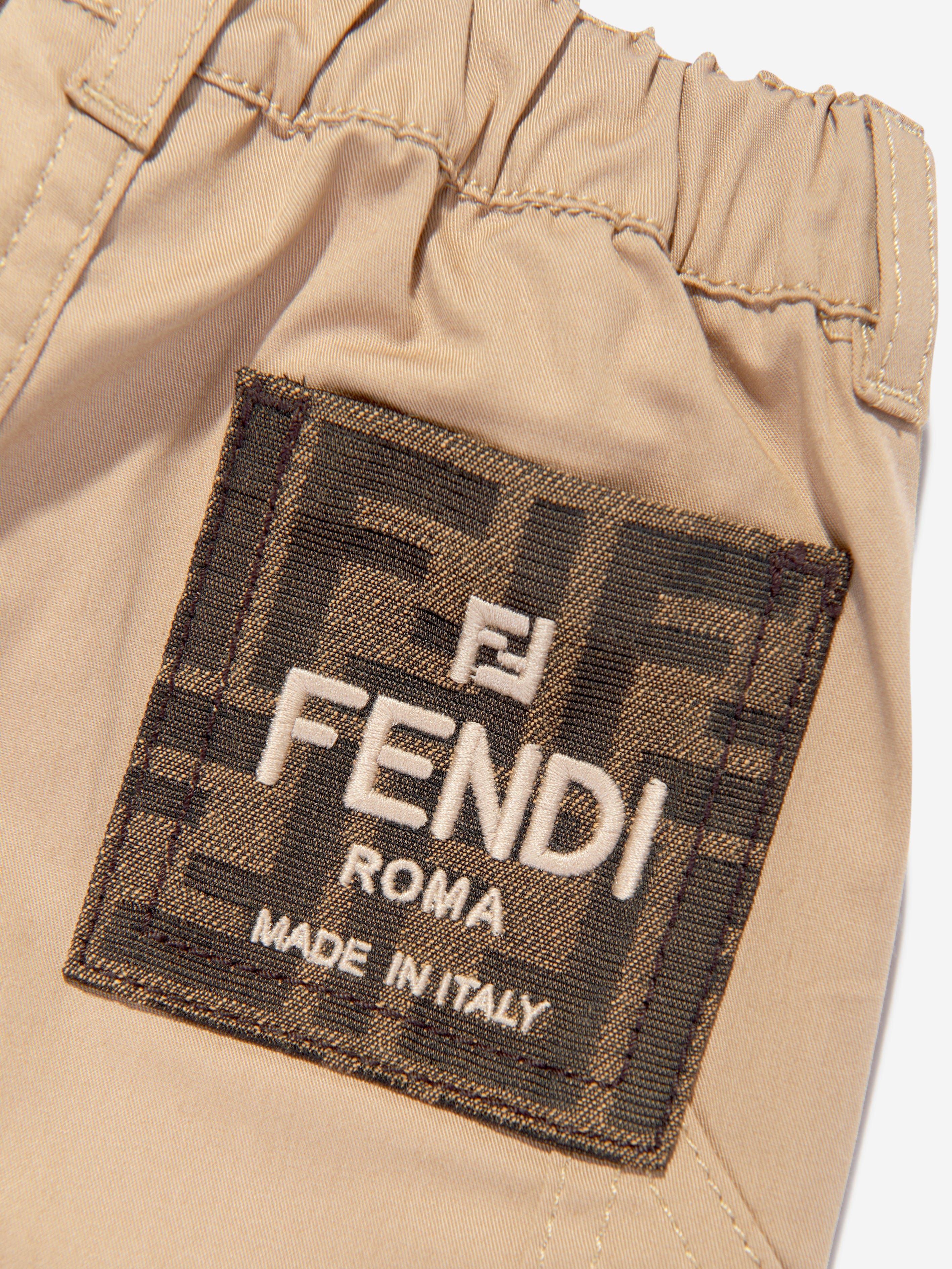 Fendi Baby Boys Gabardine Trousers in Beige