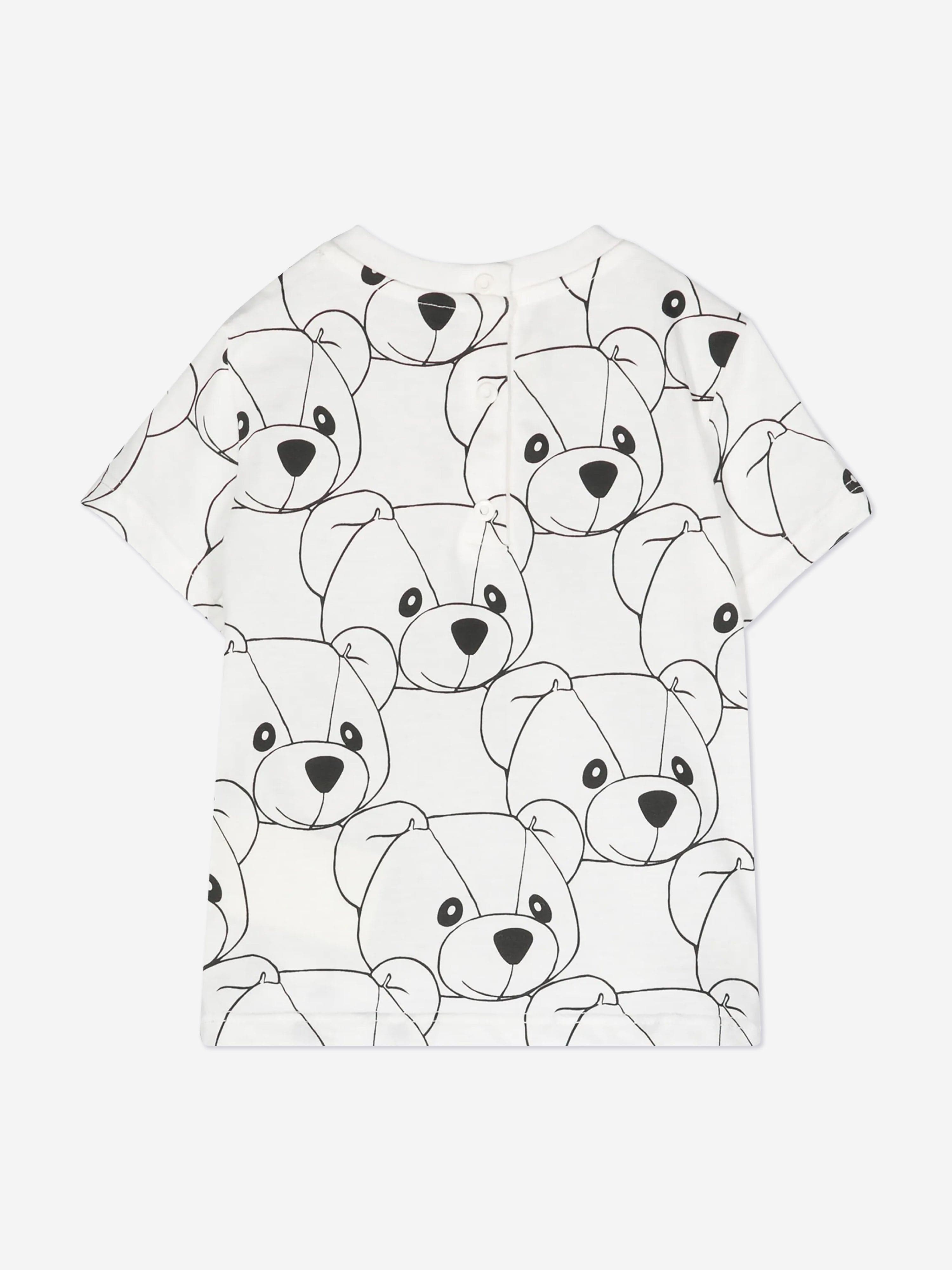 Fendi Baby FF Logo Teddy Bear T-Shirt in White