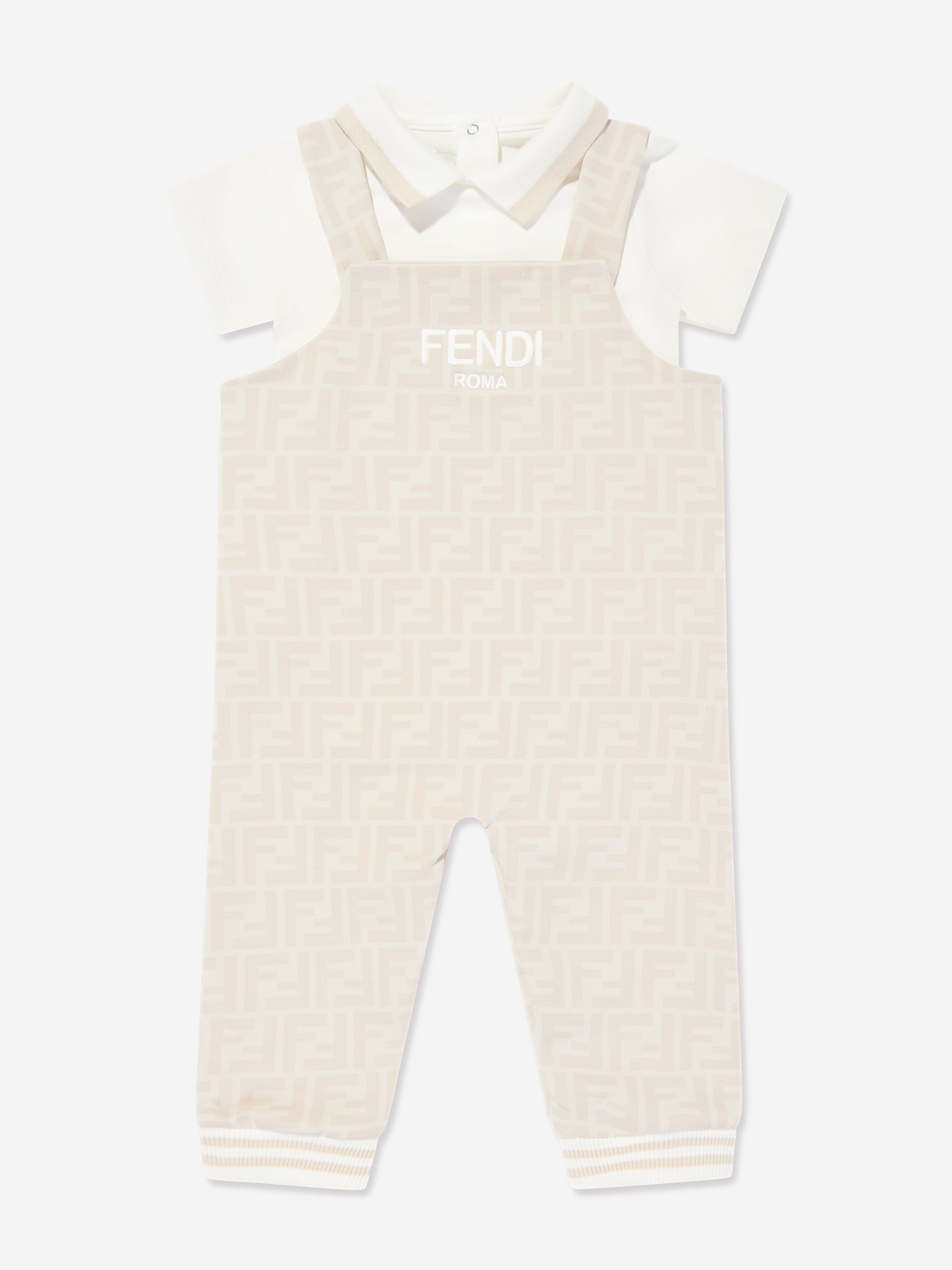 Fendi Baby Dungarees Set in Beige