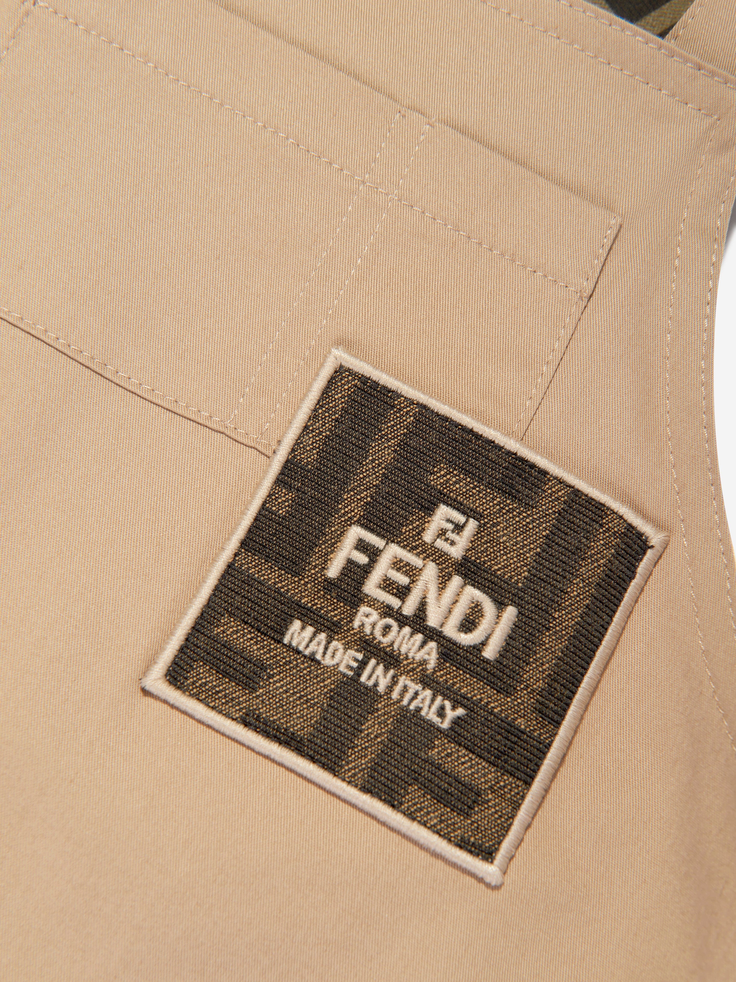 Fendi Baby FF Logo Dungarees in Beige