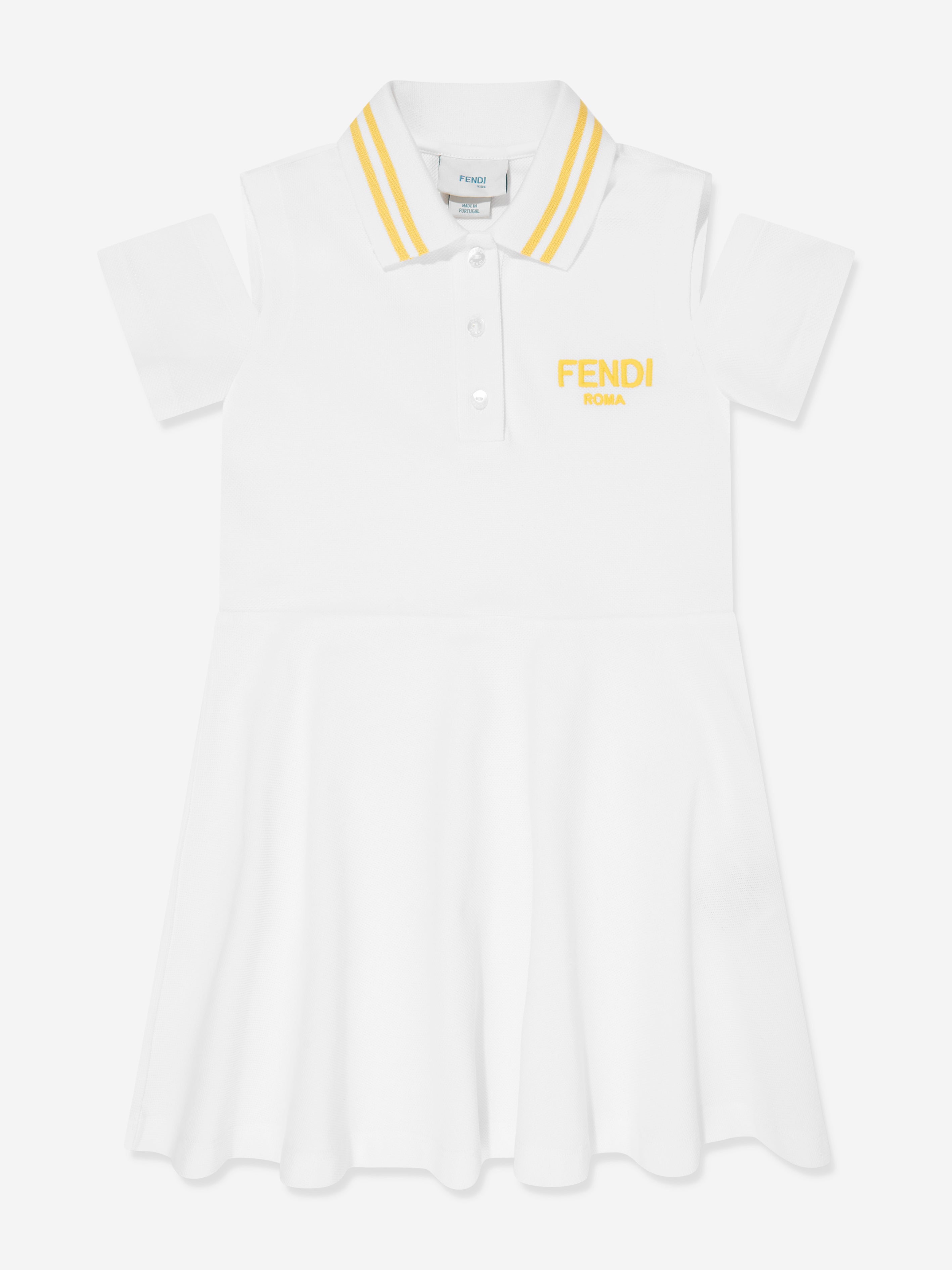 Fendi Girls Logo Polo Dress in White