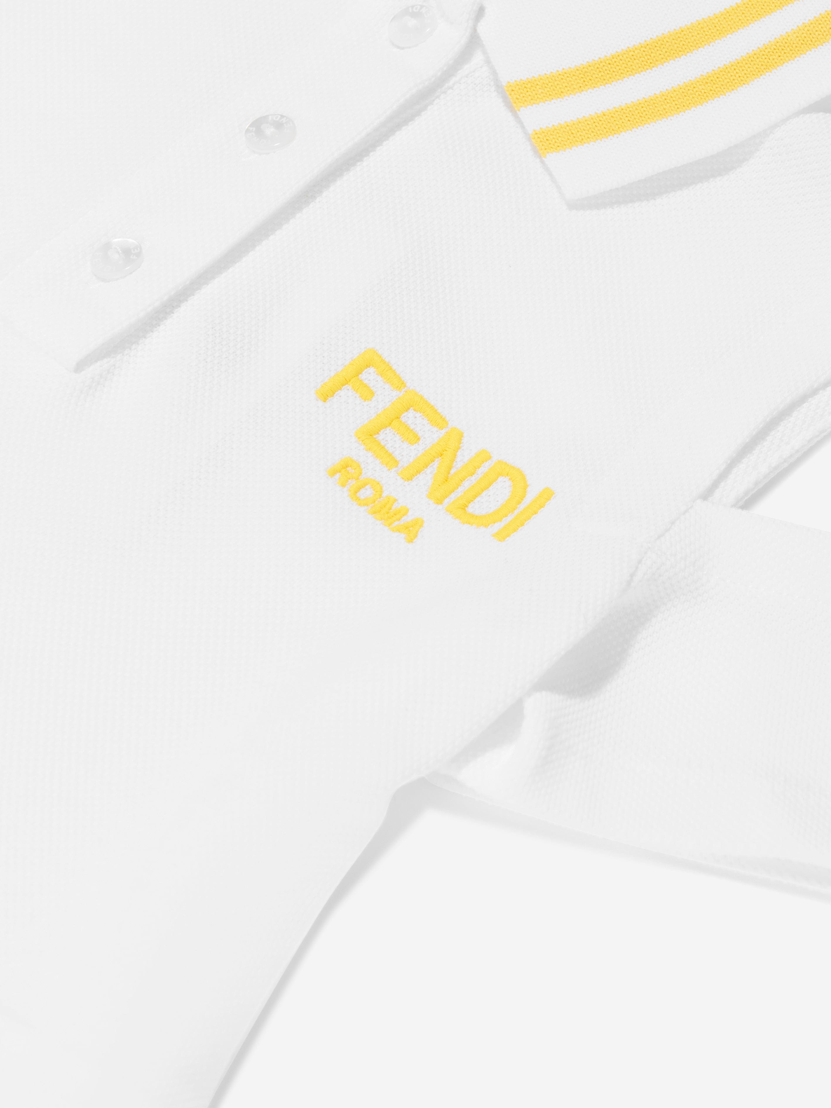 Fendi Girls Logo Polo Dress in White