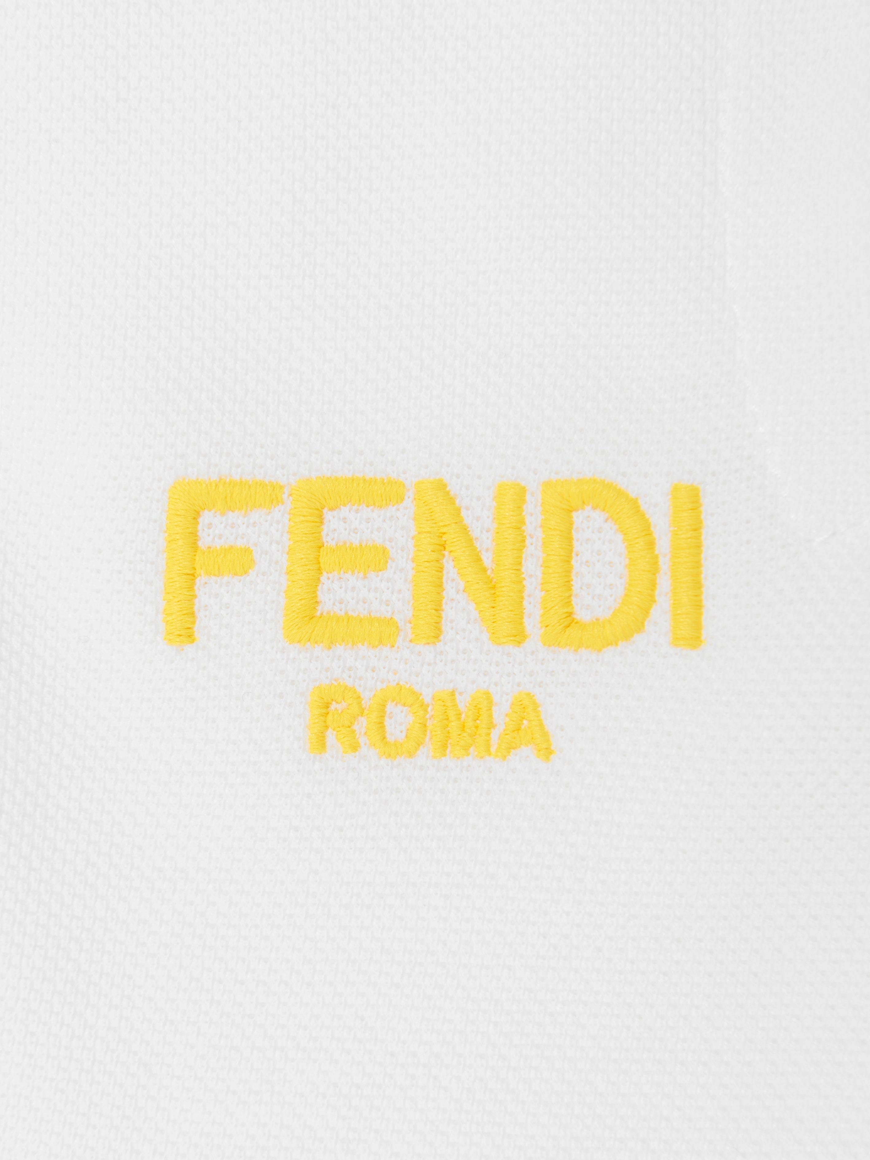 Fendi Girls Logo Polo Dress in White