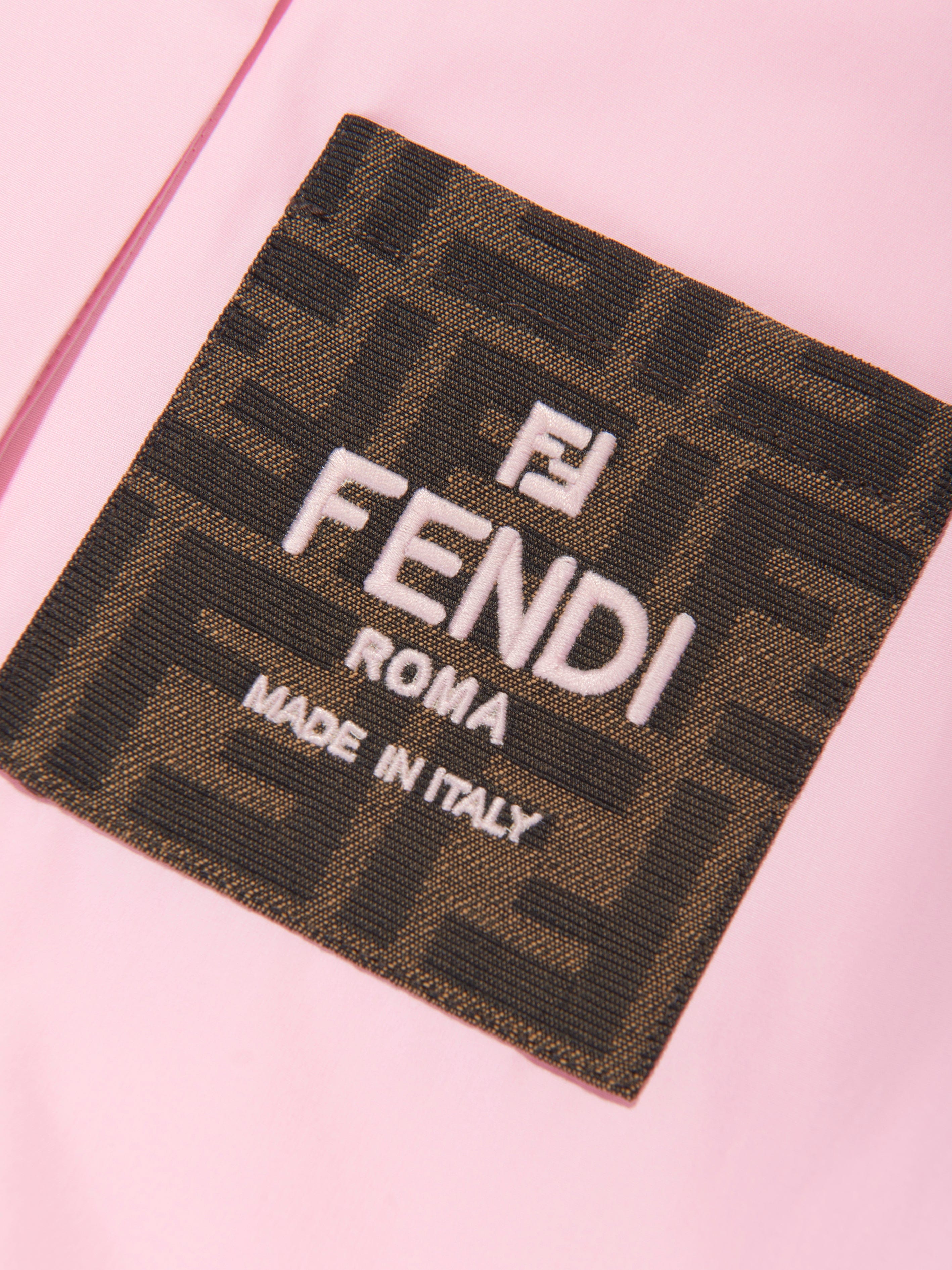 Fendi Girls FF Logo Shirt Dress in Pink