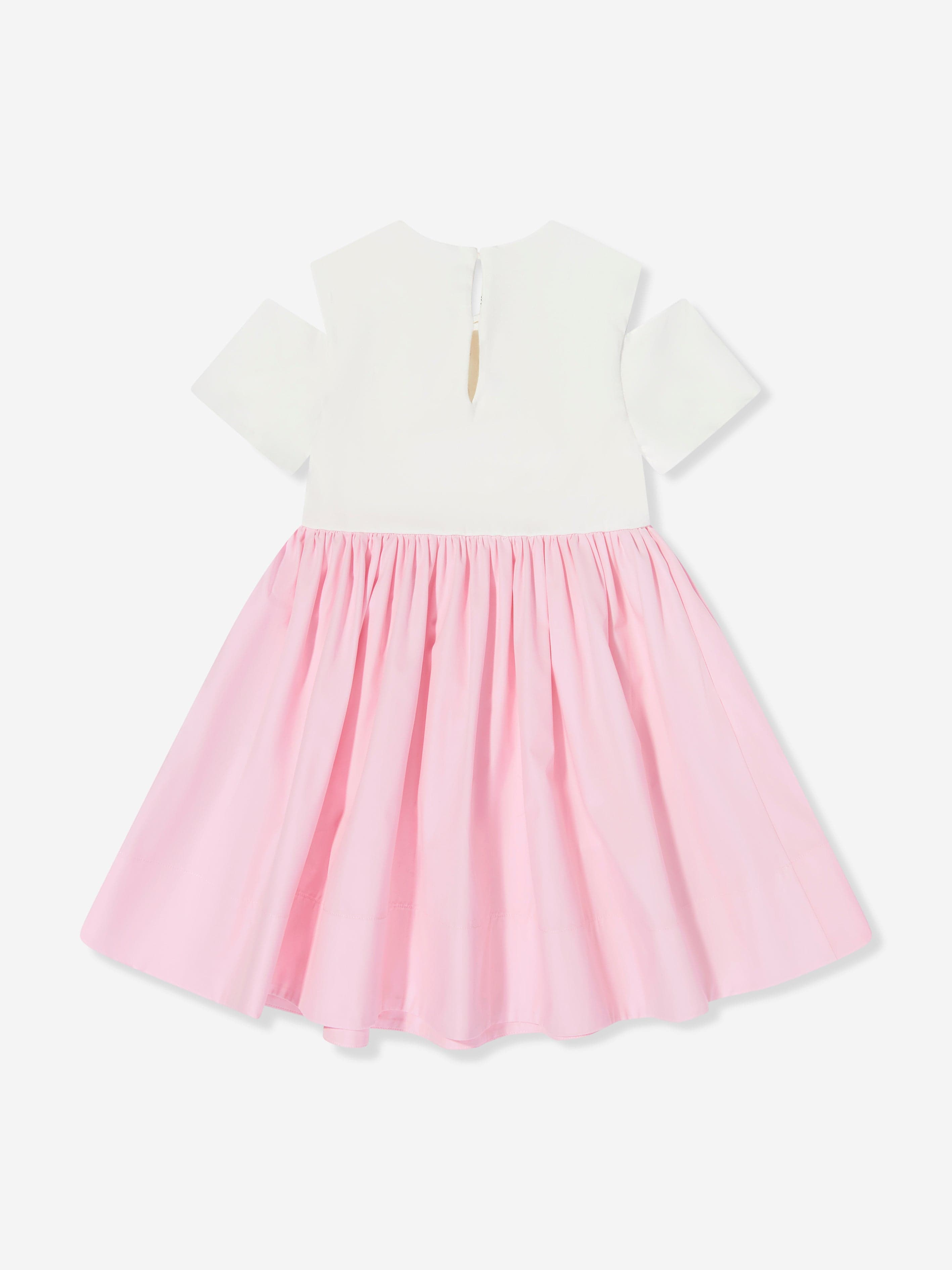 Fendi Girls Cotton Logo Dress in Pink