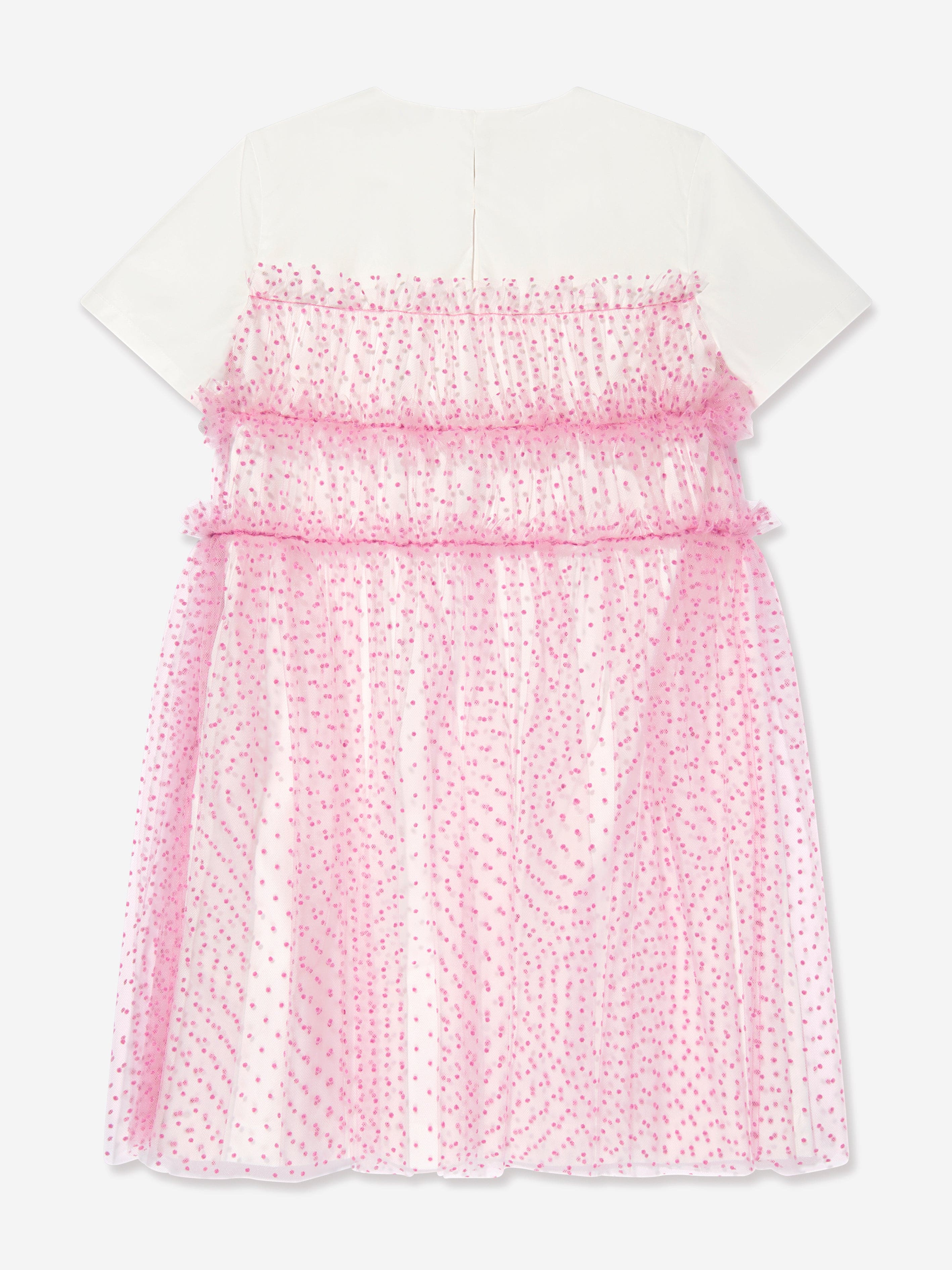 Fendi Girls Logo Tulle Dress in Pink