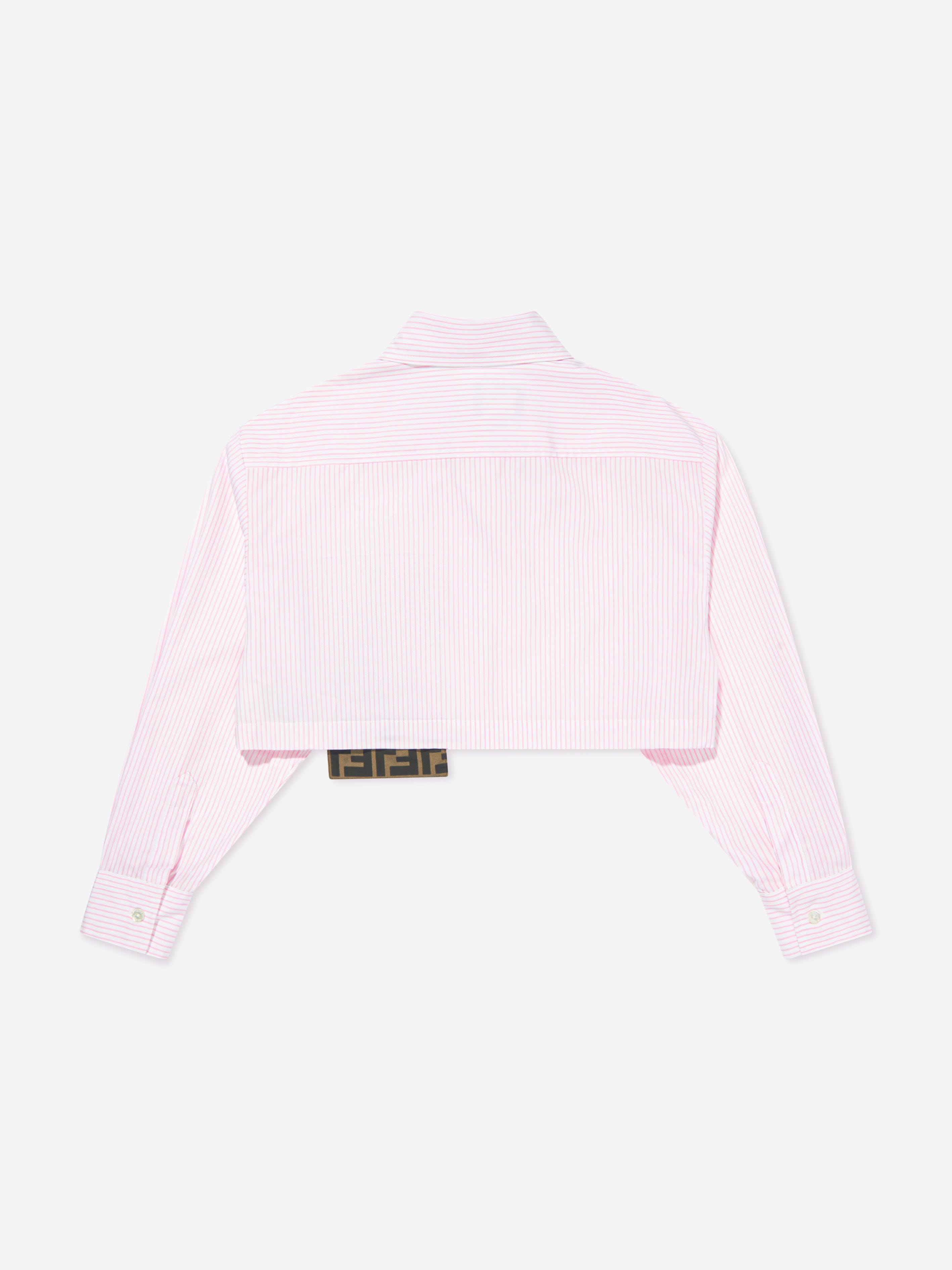 Fendi Girls Striped Cropped Shirt in Pink