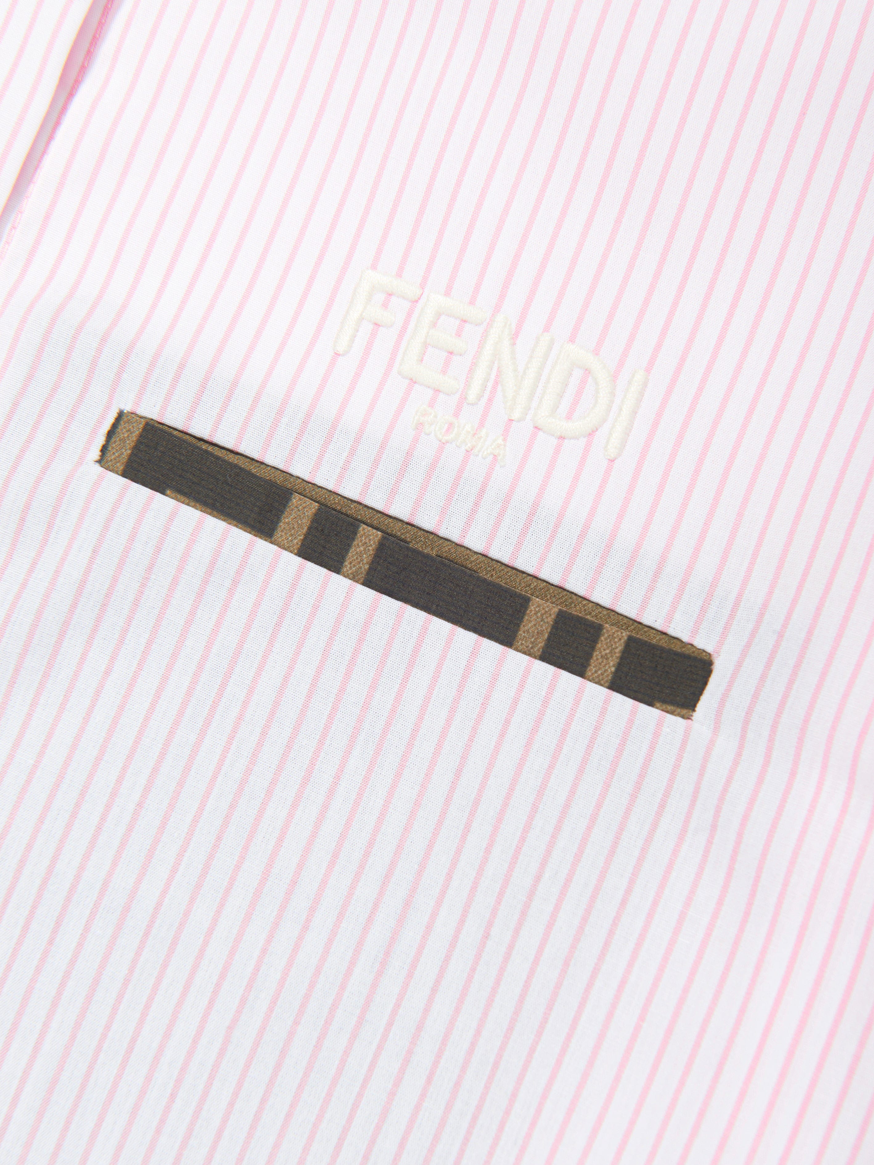 Fendi Girls Striped Cropped Shirt in Pink