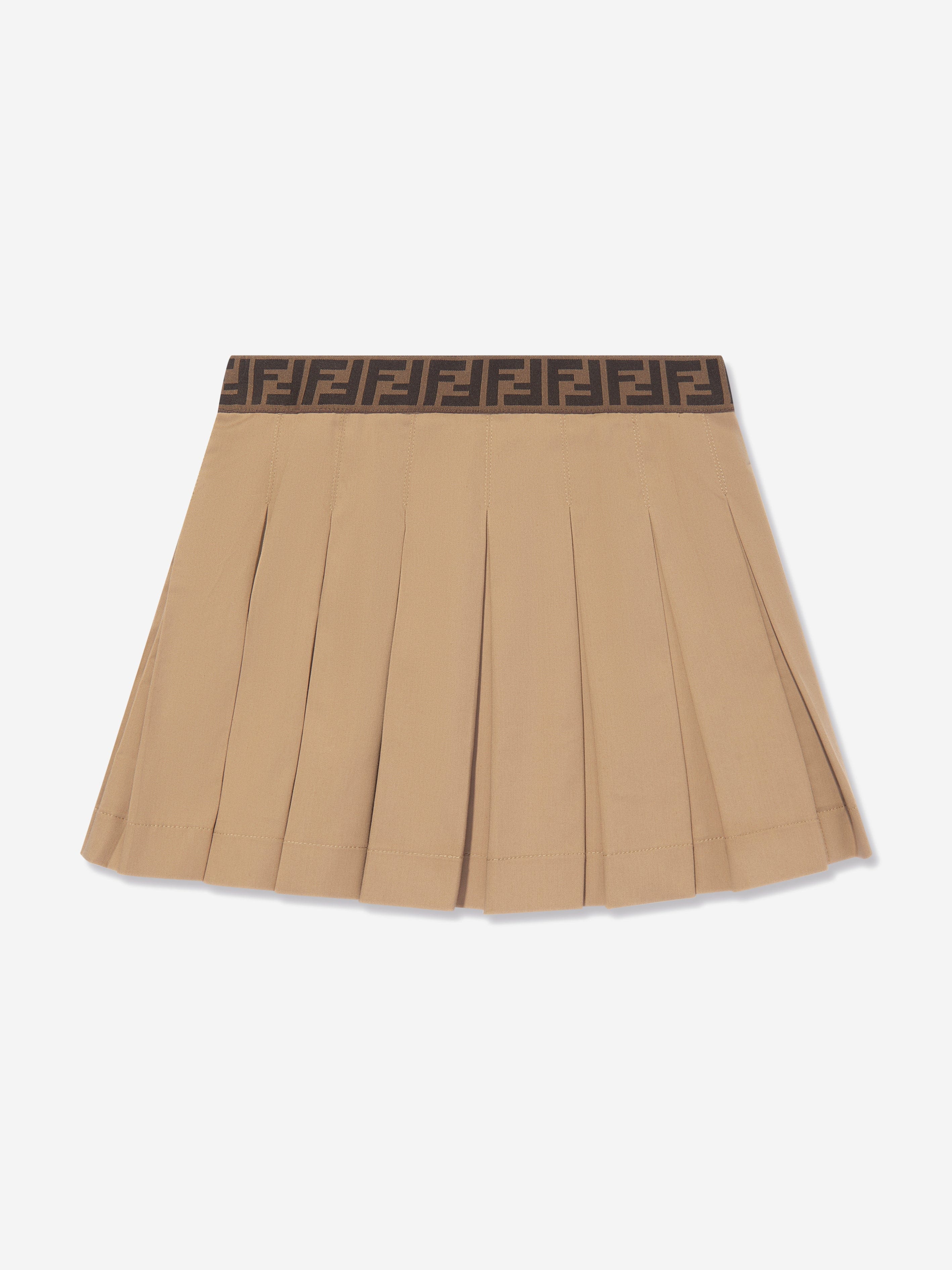 Fendi Girls Pleated Skirt in Beige