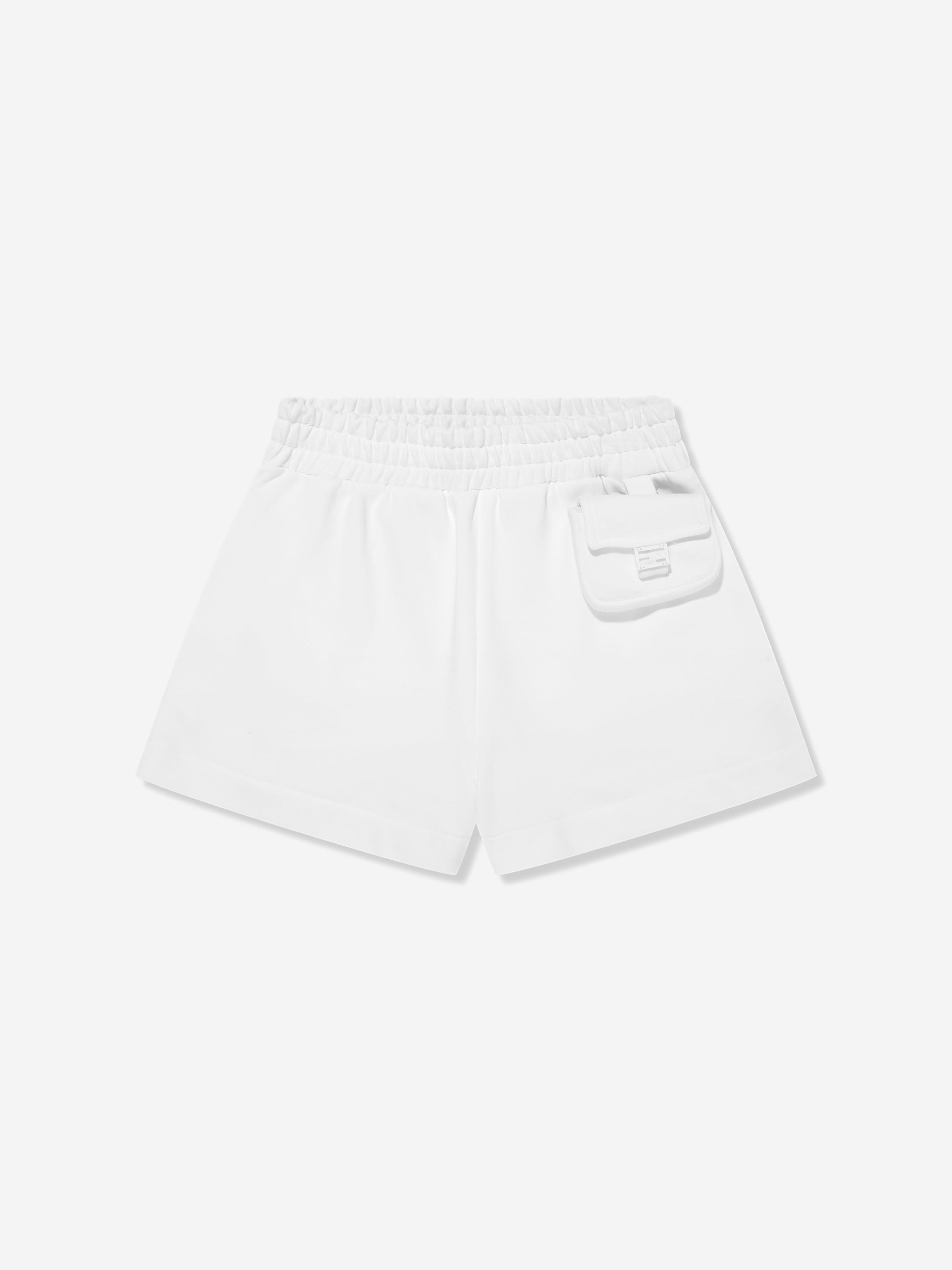 Fendi Girls Baugette Pocket Shorts in White