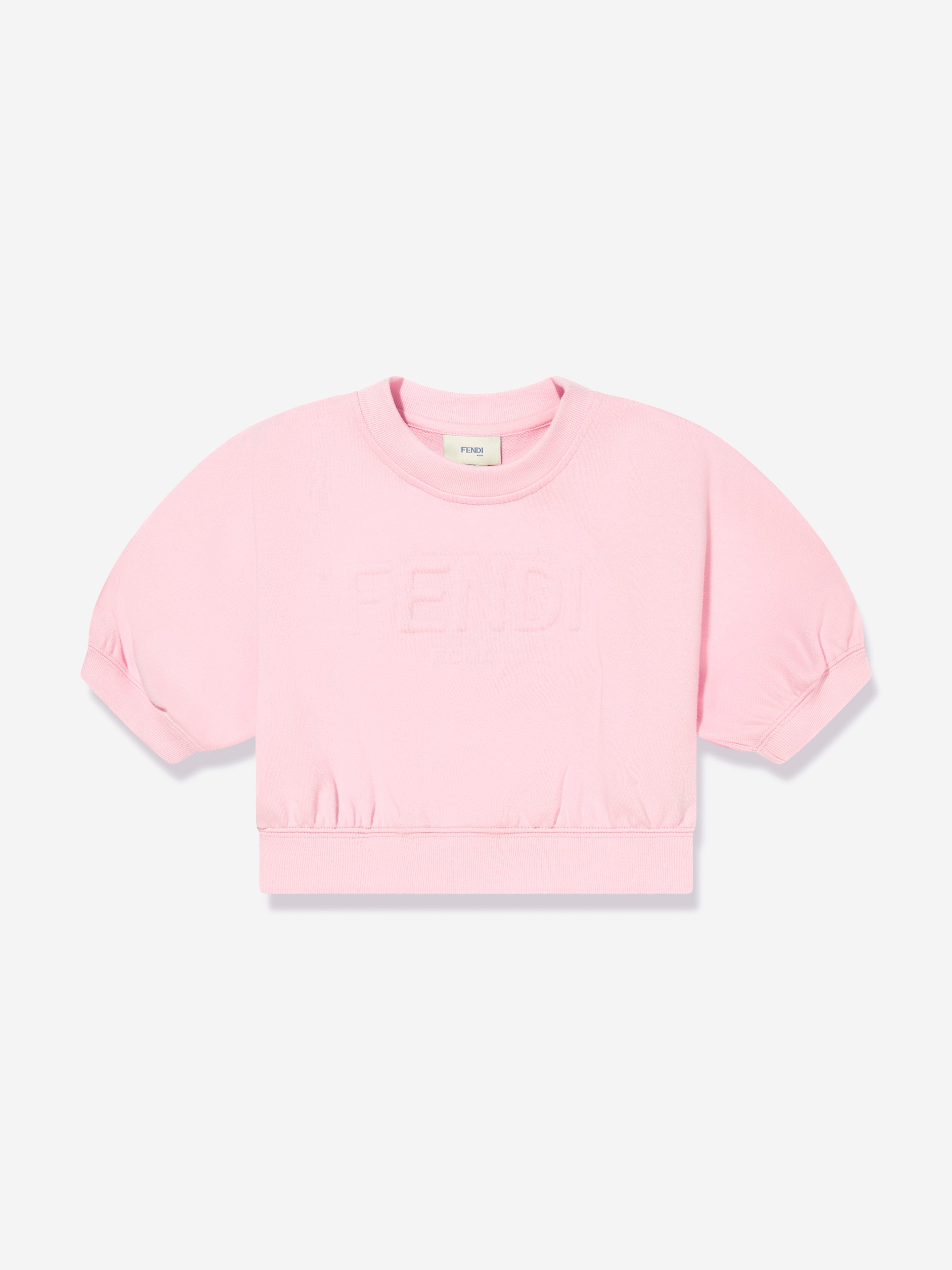 Fendi Girls Cropped Logo Sweatshirt in Pink