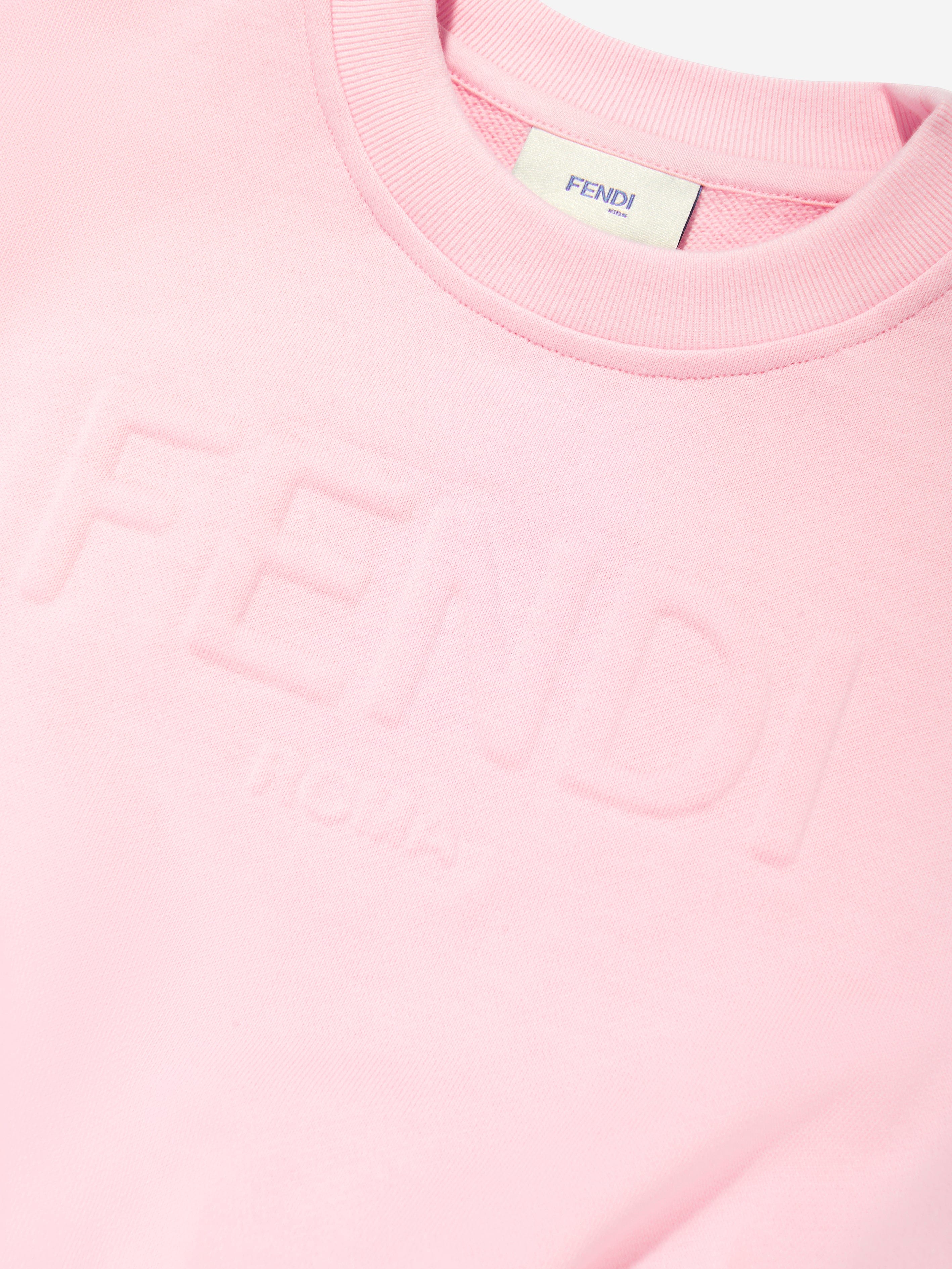 Fendi Girls Cropped Logo Sweatshirt in Pink