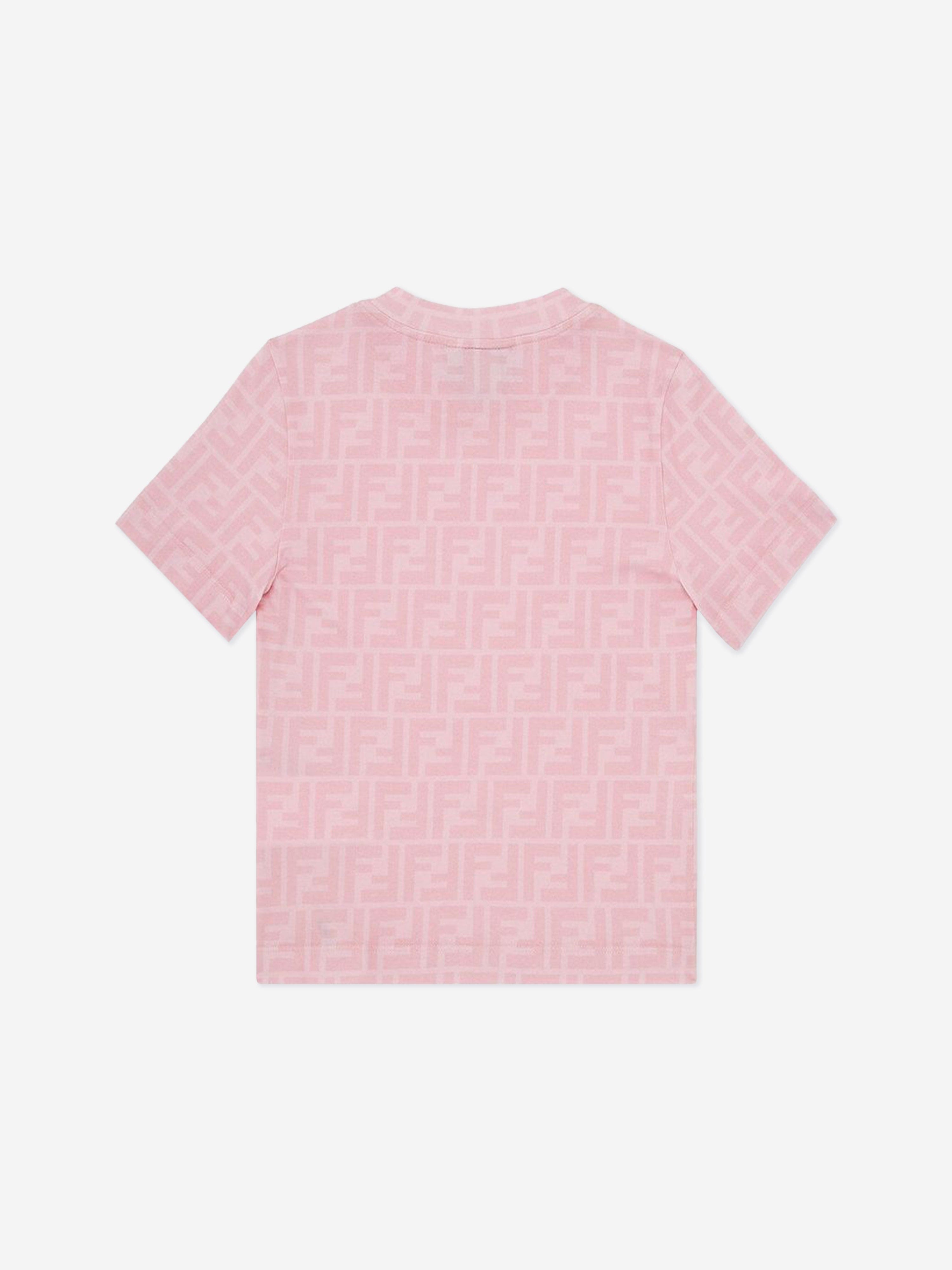 Fendi Girls FF Logo Print T-Shirt in Pink