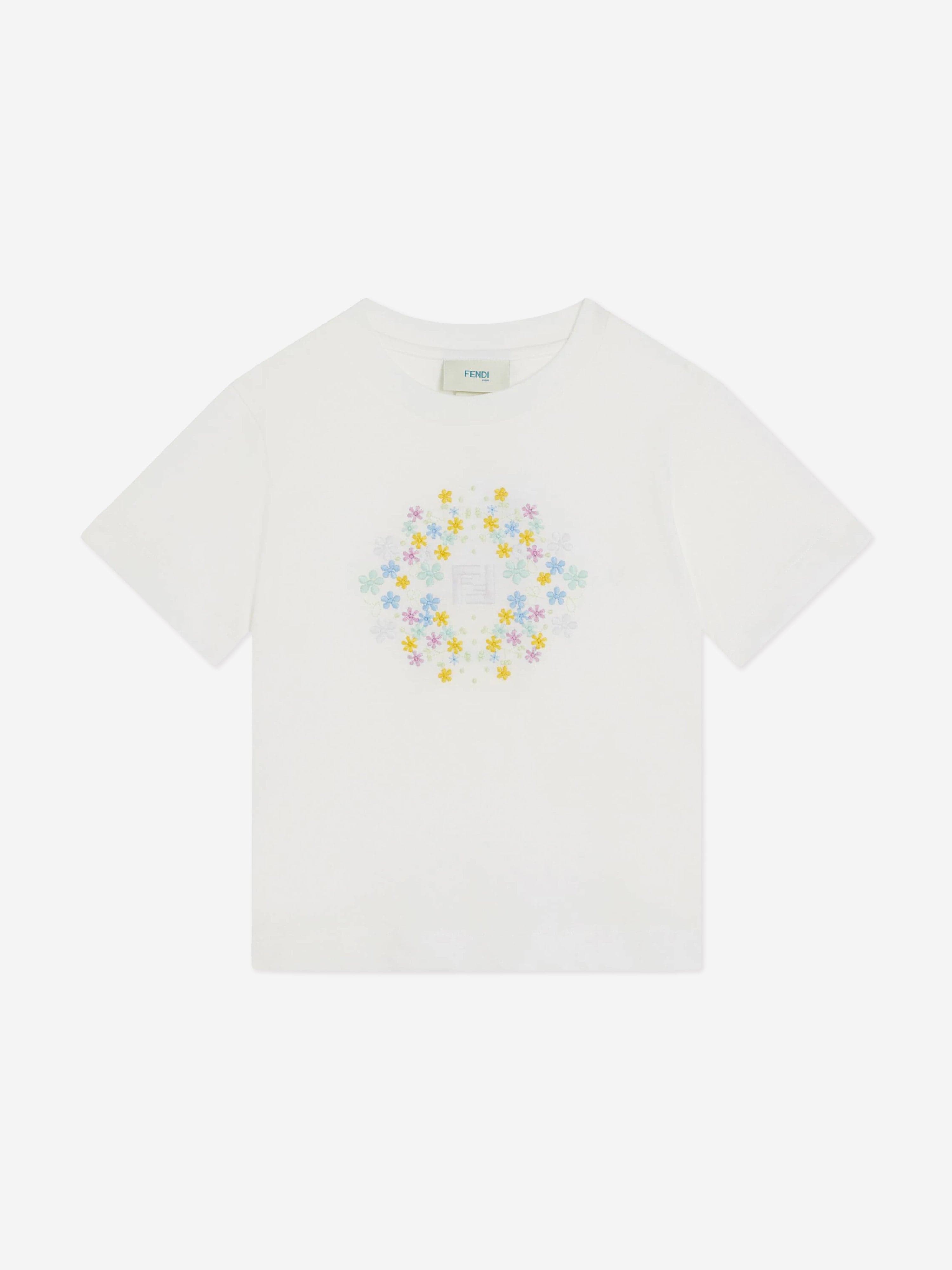 Fendi Girls Logo T-Shirt in White