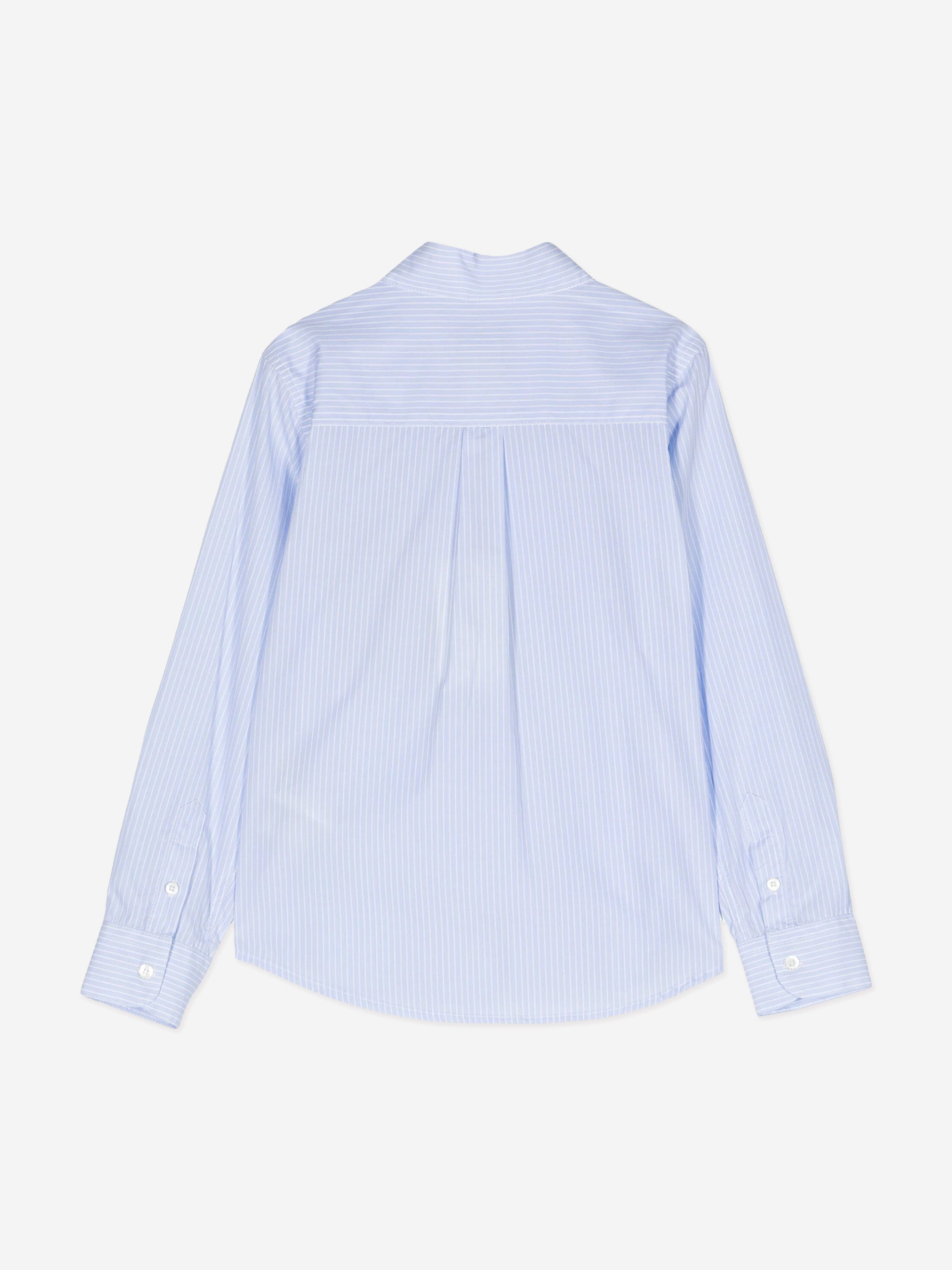 Fendi Boys Striped FF Pocket Shirt in Blue