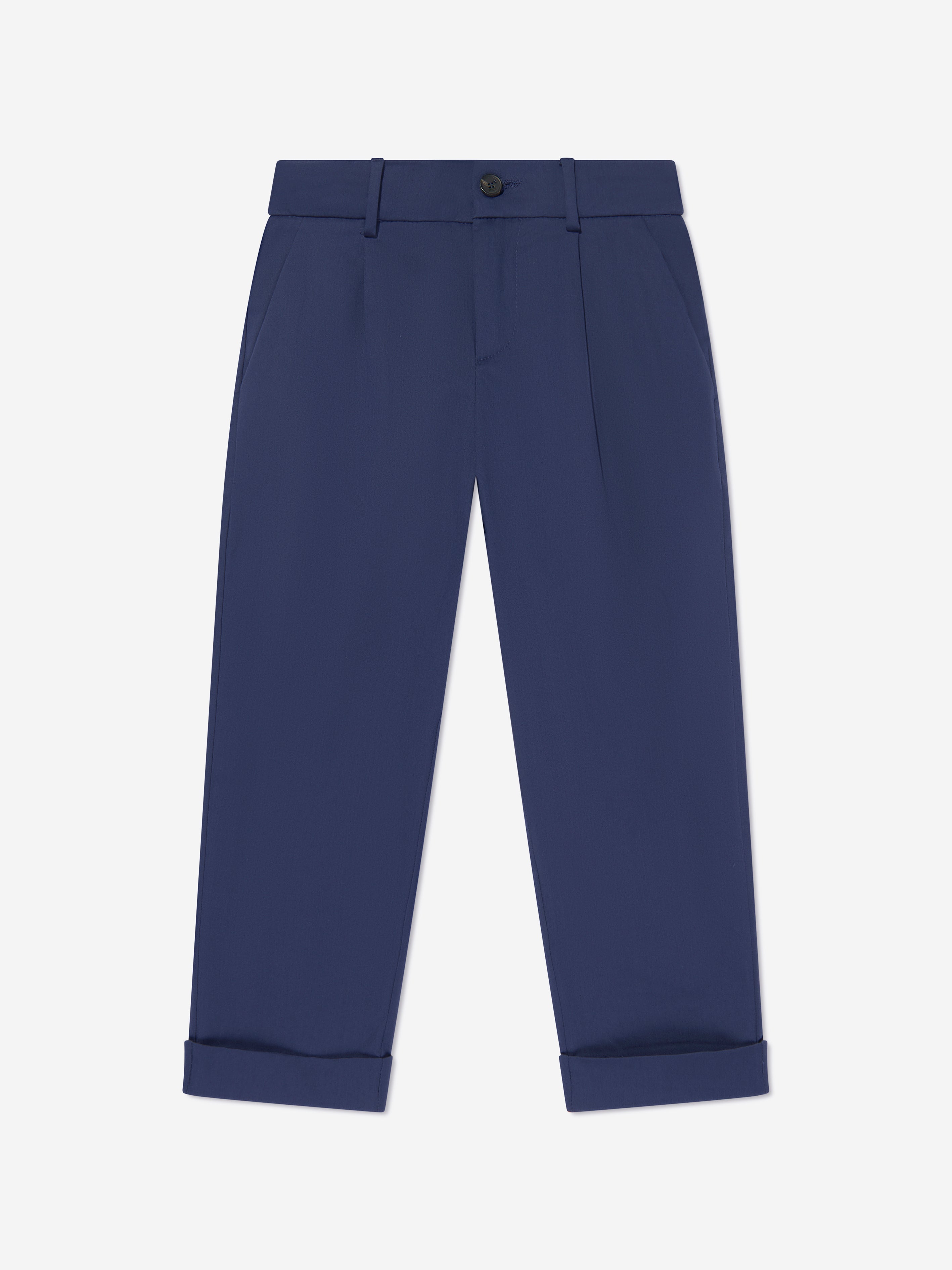 Fendi Boys Gabardine Stretch Trousers in Navy