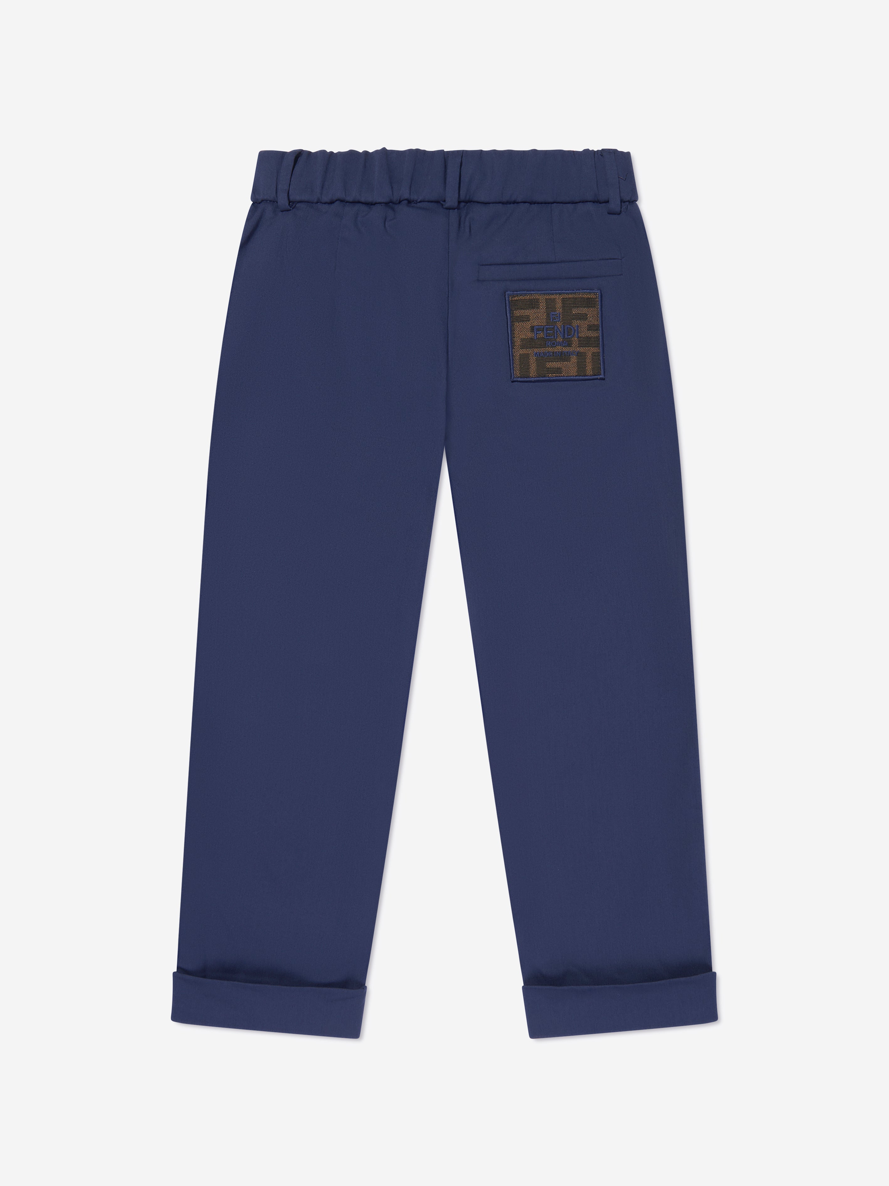 Fendi Boys Gabardine Stretch Trousers in Navy