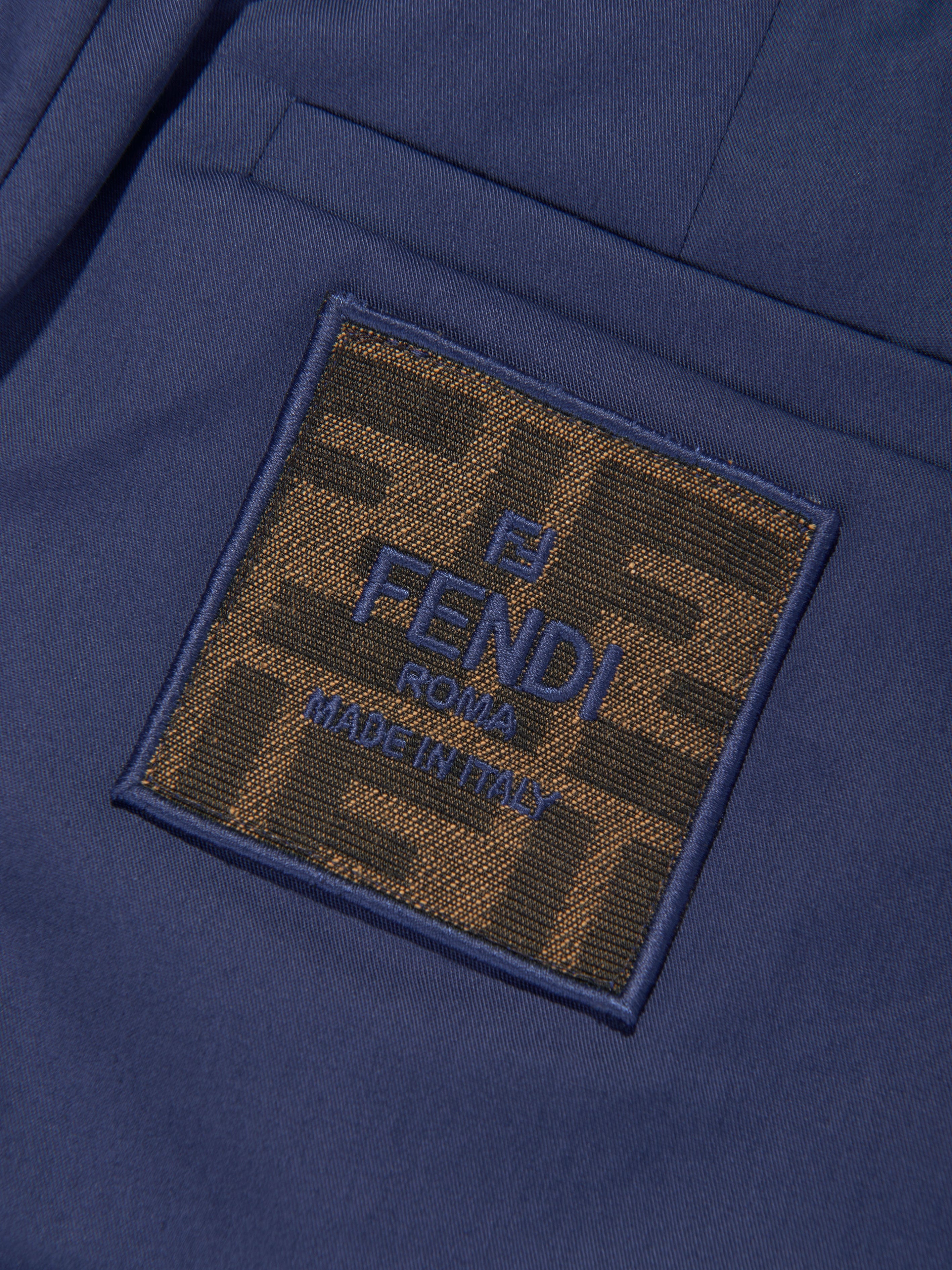 Fendi Boys Gabardine Stretch Trousers in Navy