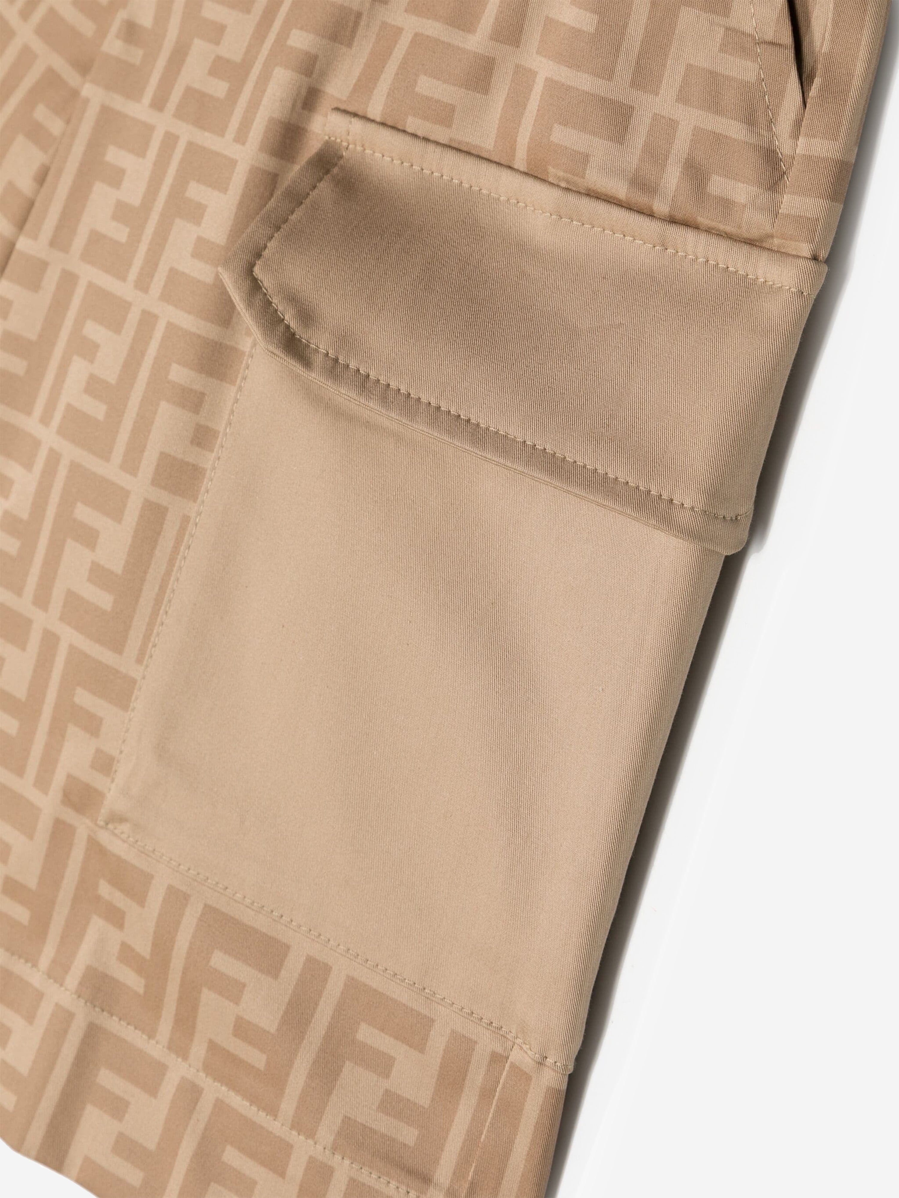 Fendi Boys FF Logo Shorts in Beige