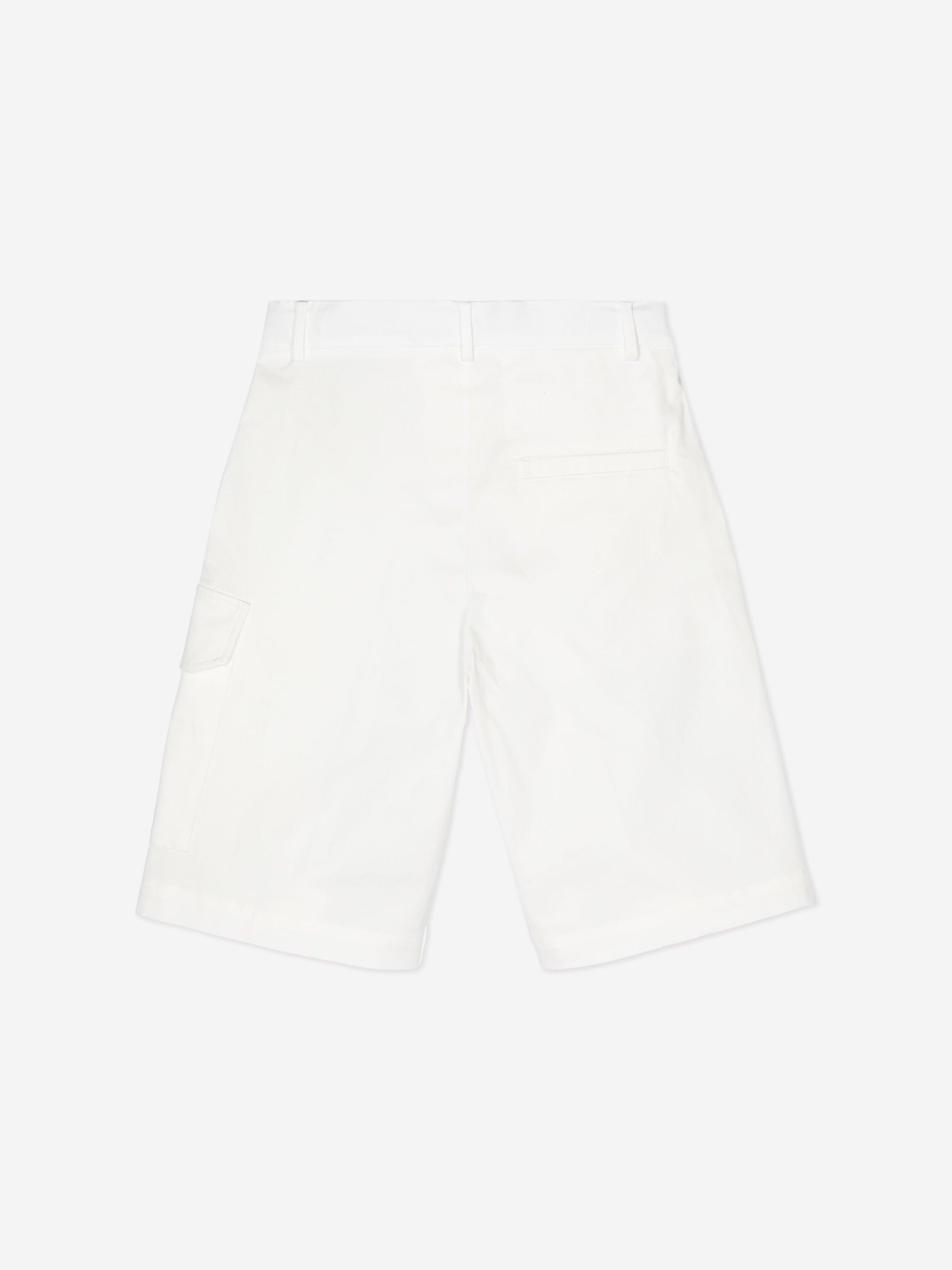 Fendi Boys Logo Cargo Shorts in White