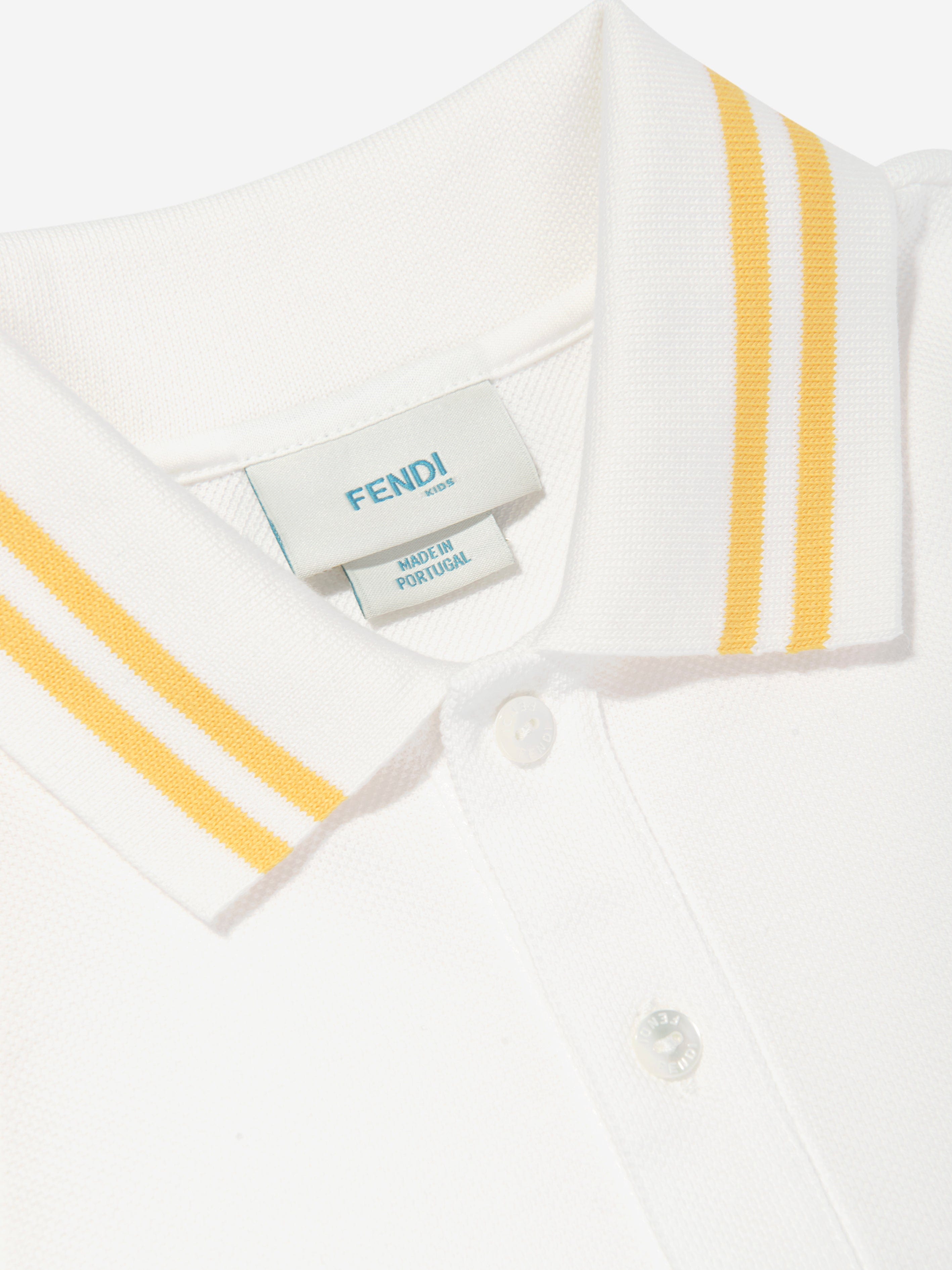 Fendi Boys Logo Polo Shirt in White