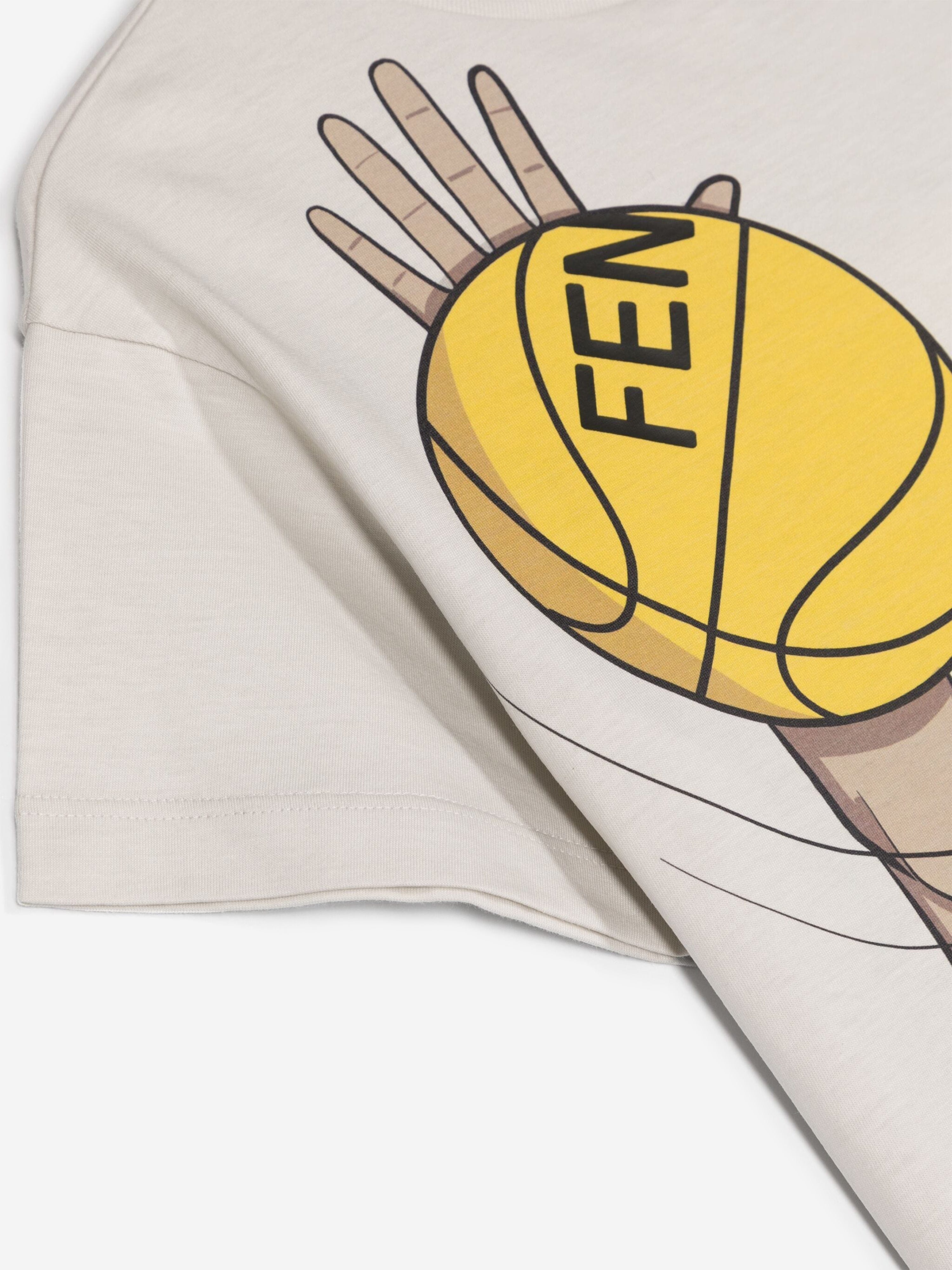 Fendi Boys Basketball T-Shirt in Ivory