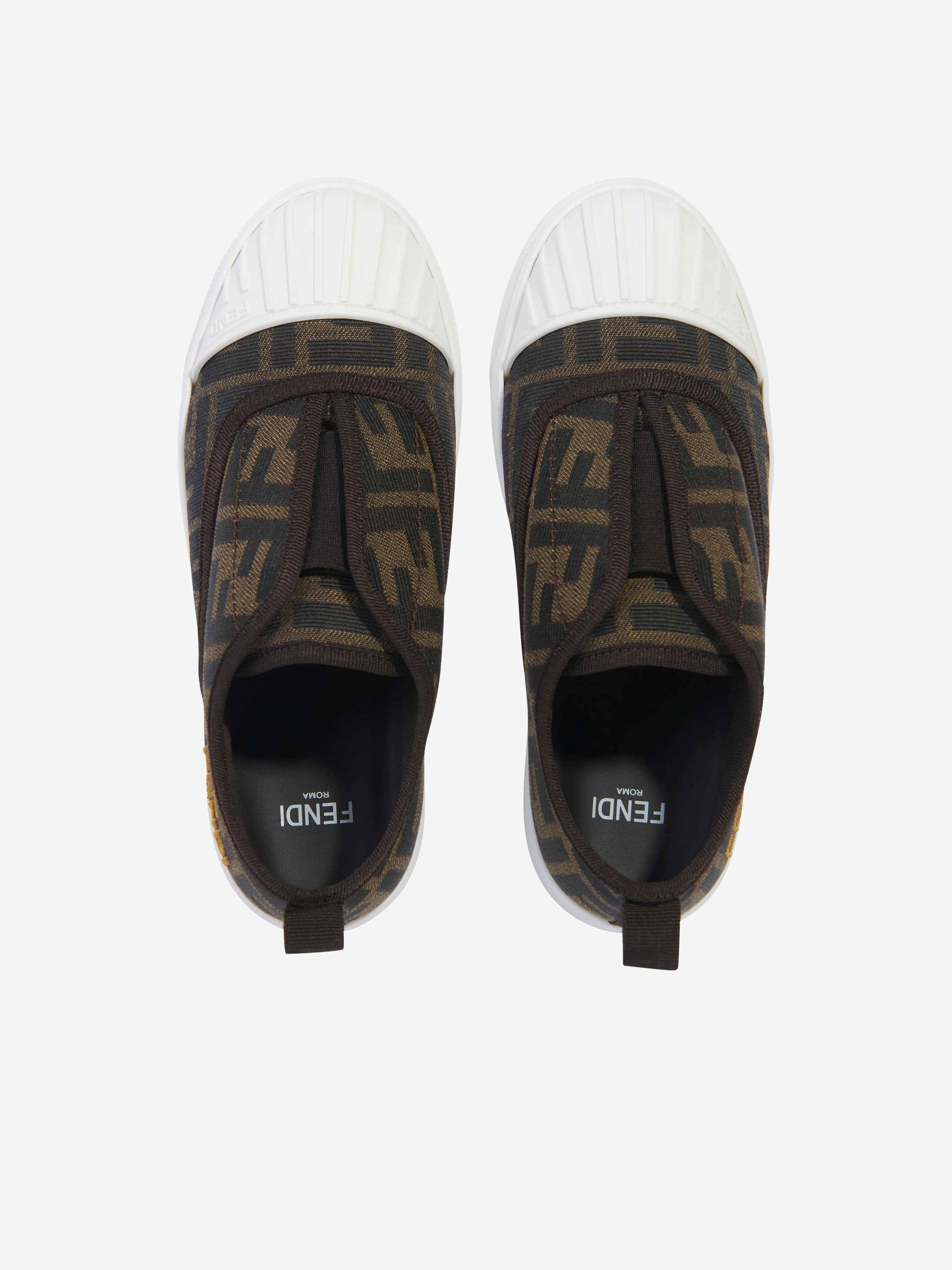 Fendi Kids FF Logo Trainers in Brown