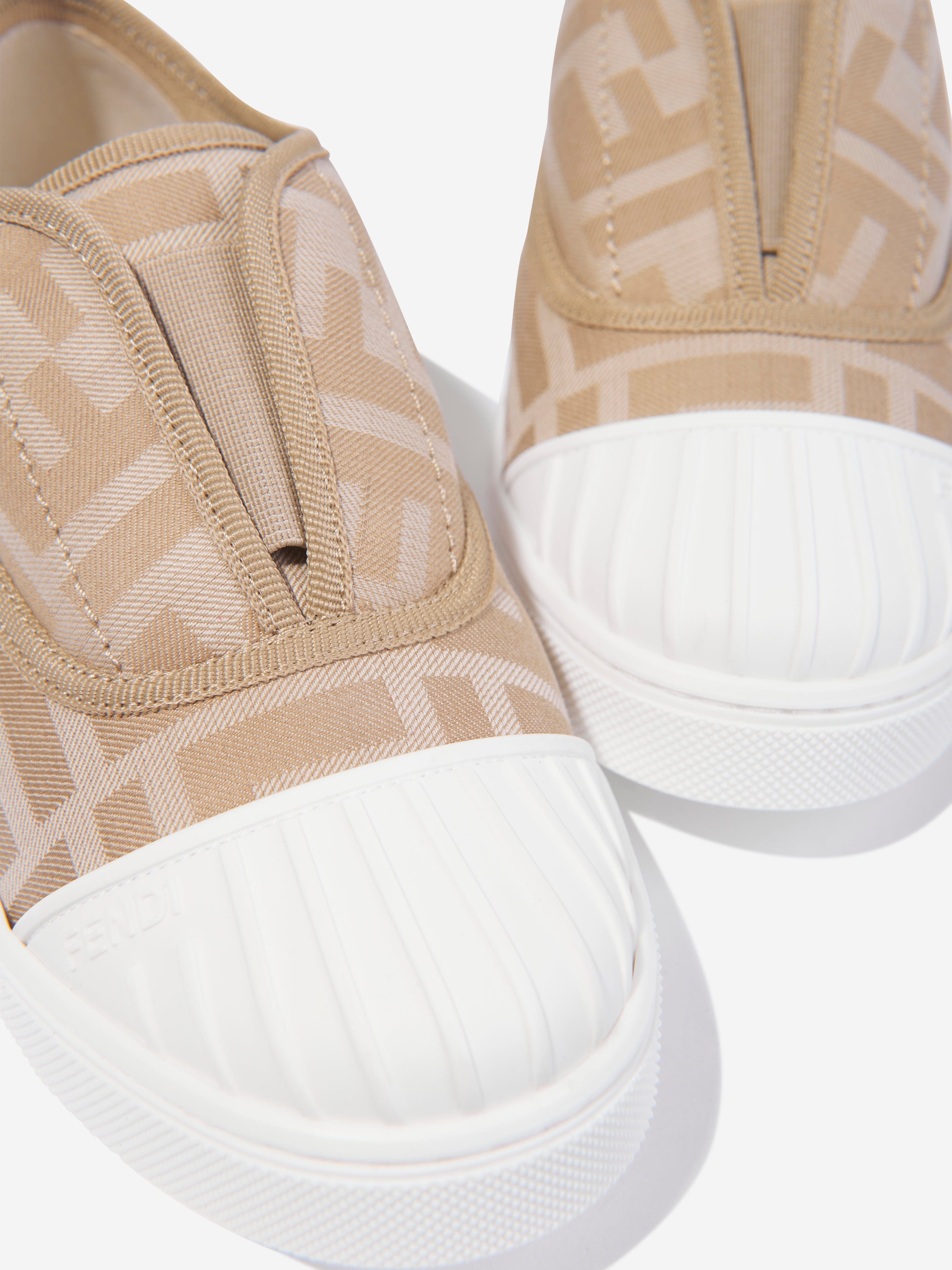 Fendi Kids FF Logo Trainers in Beige