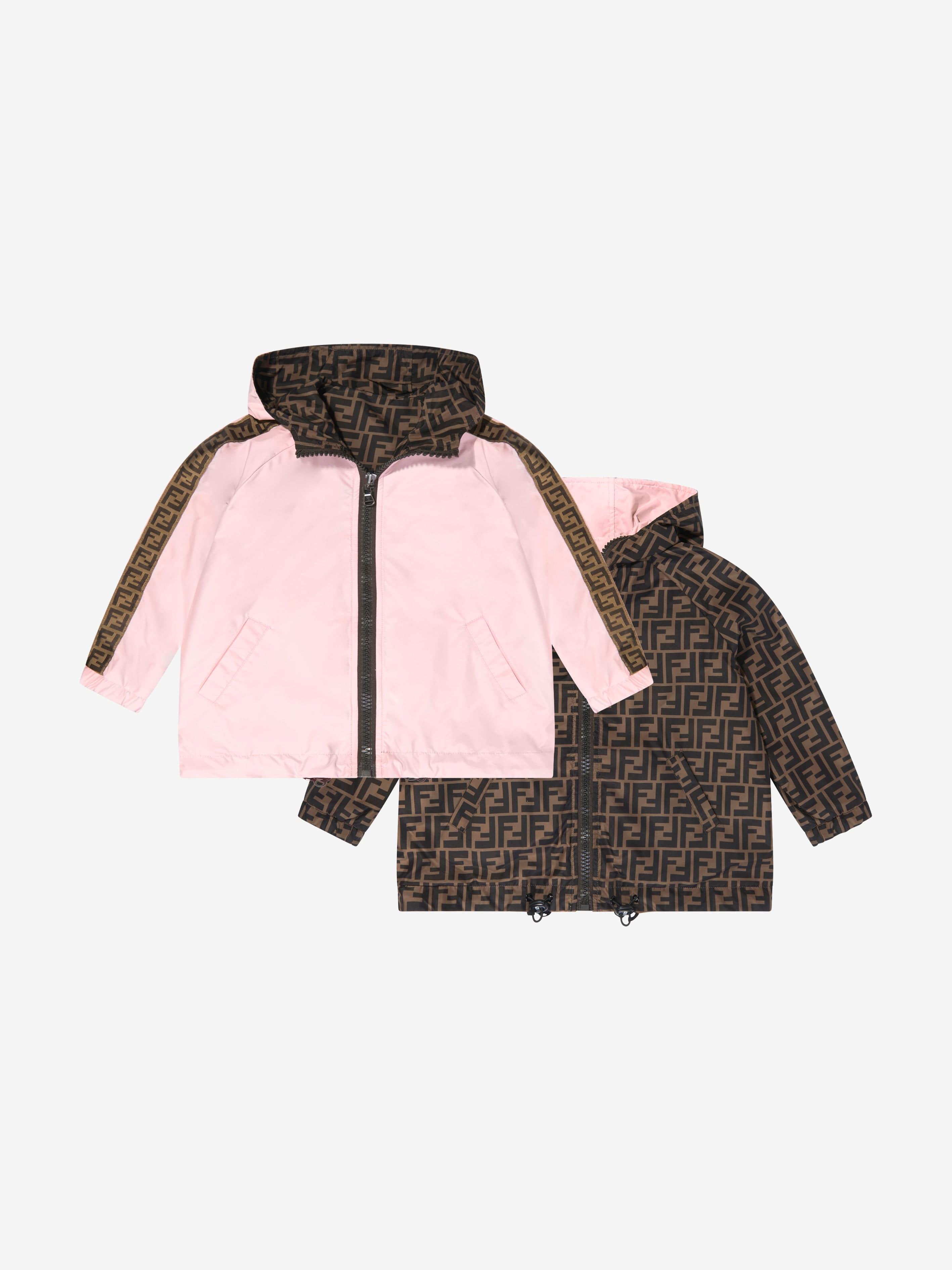 Fendi Girls FF Logo Reversible Windbreaker in Pink