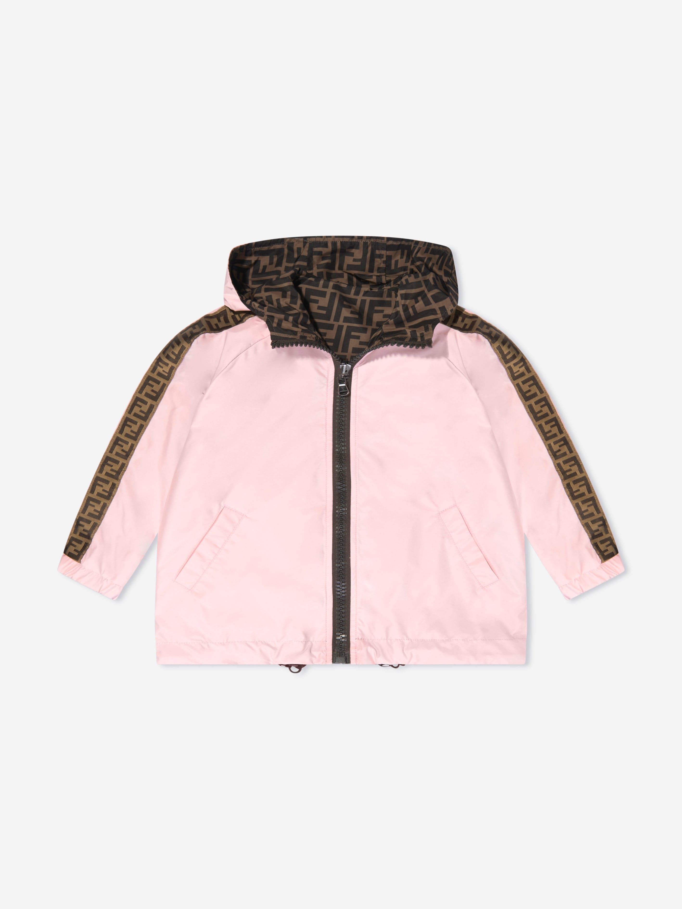 Fendi Girls FF Logo Reversible Windbreaker in Pink