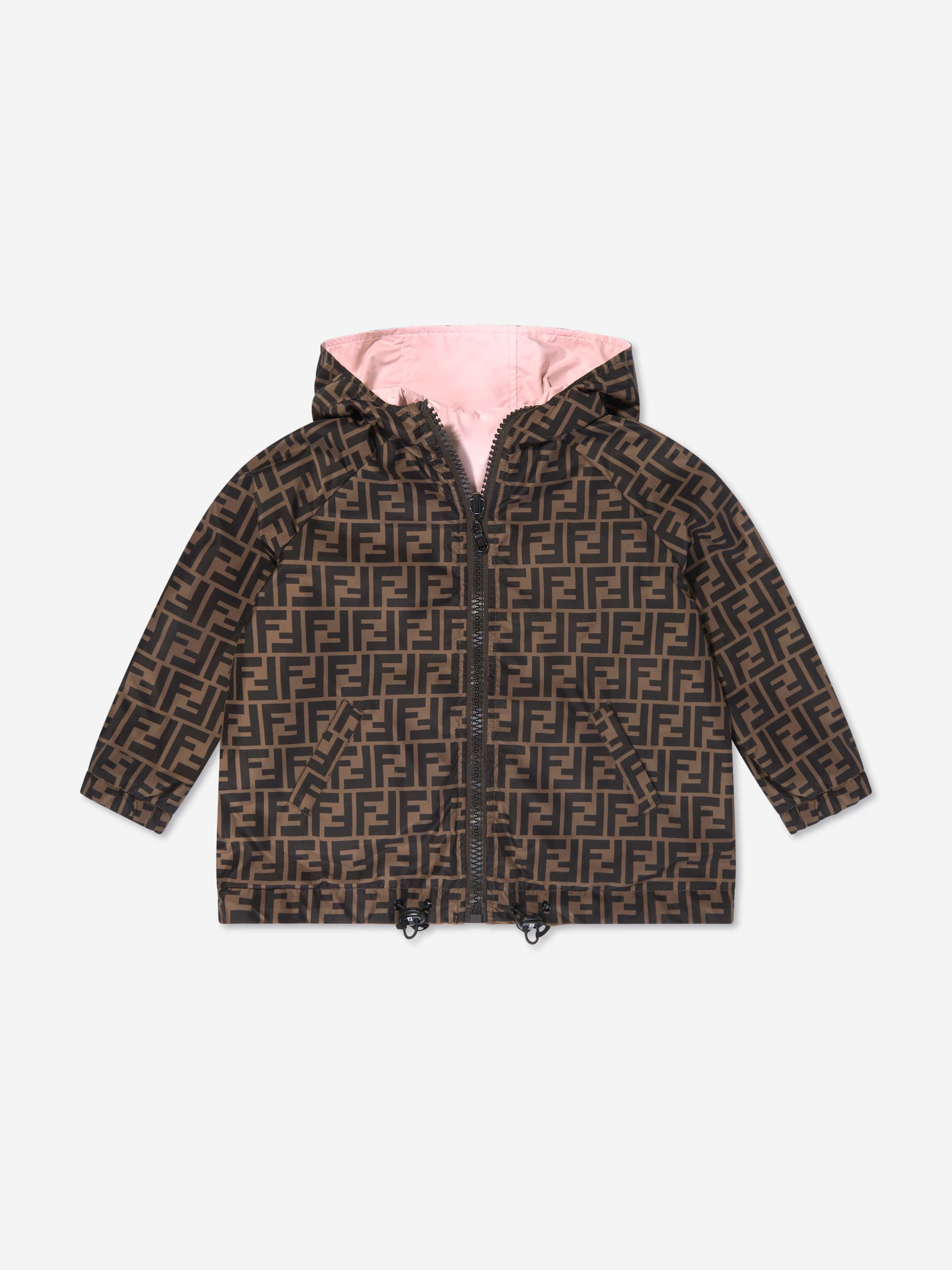 Fendi Girls FF Logo Reversible Windbreaker in Pink