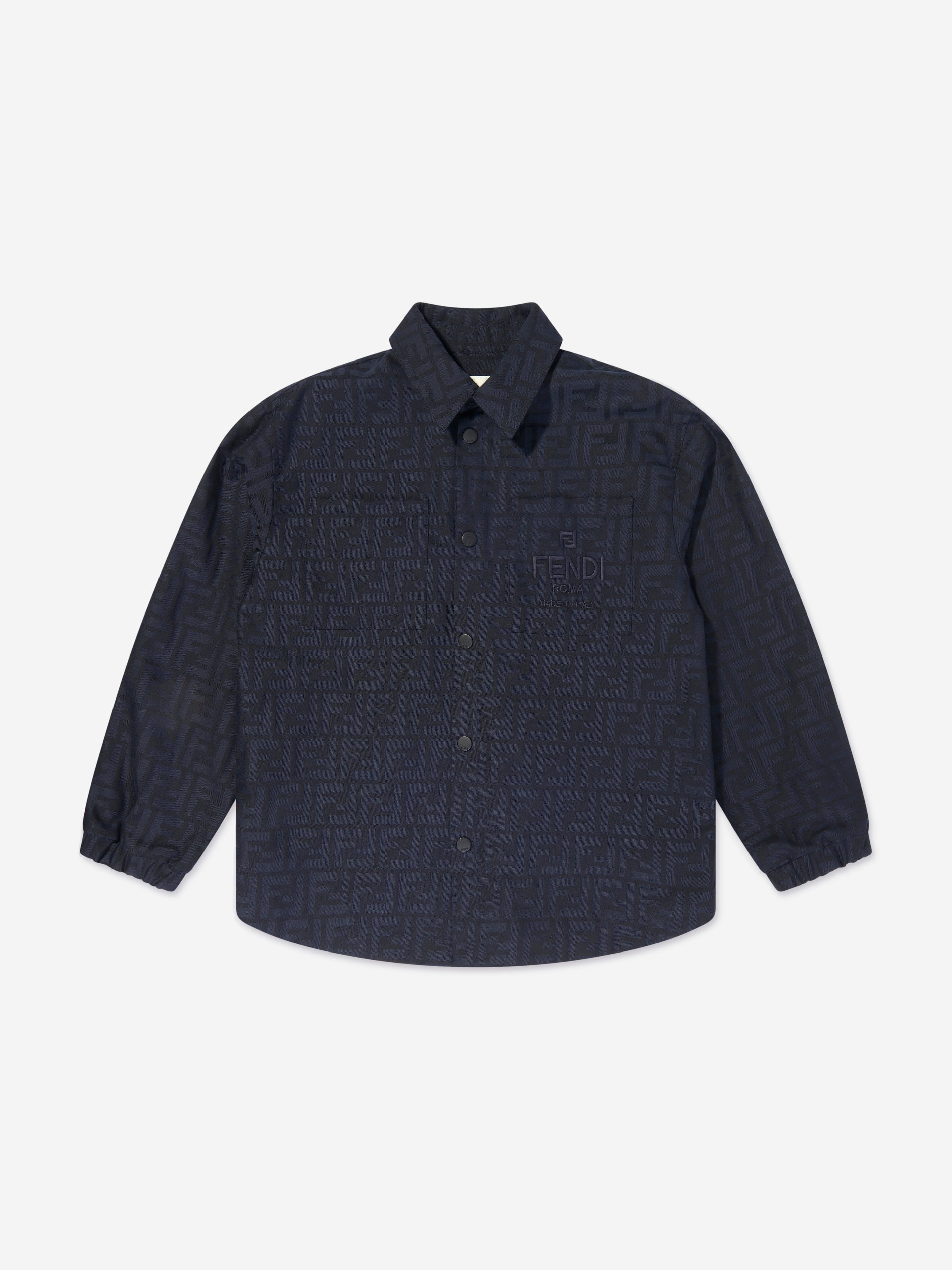 Fendi Kids FF Jacquard Shirt in Navy