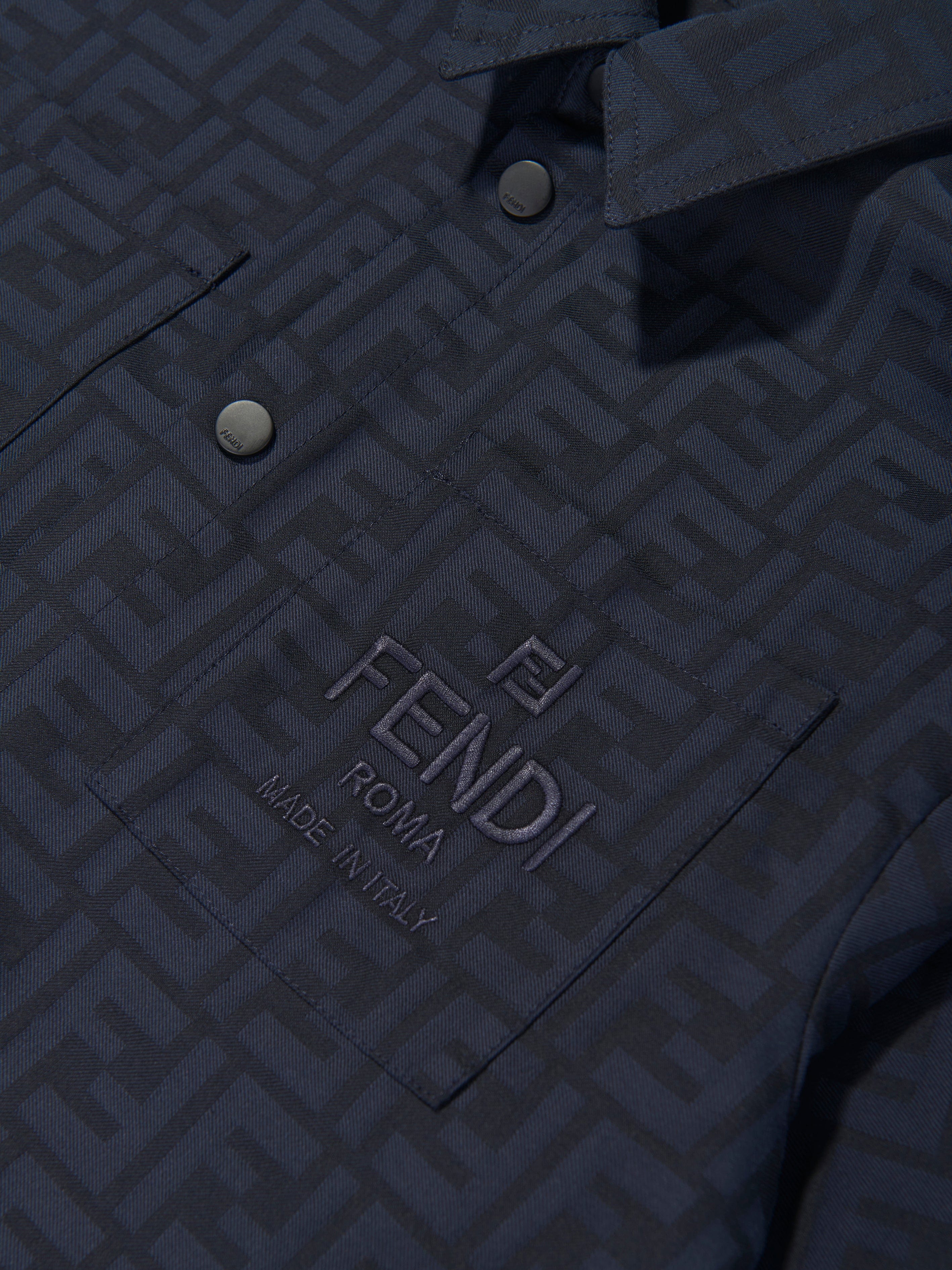 Fendi Kids FF Jacquard Shirt in Navy