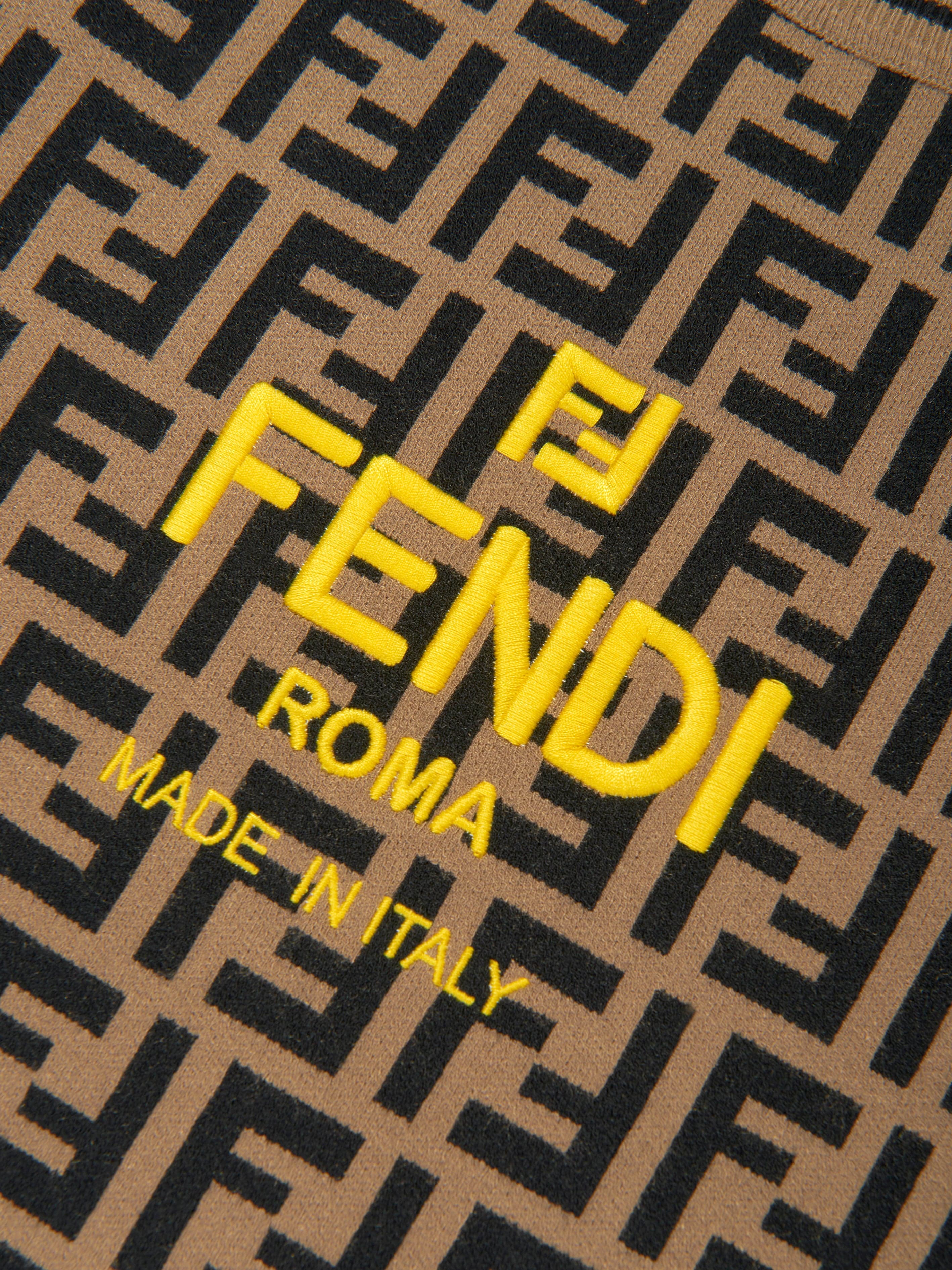 Fendi Kids FF Logo Knitted Jumper in Brown