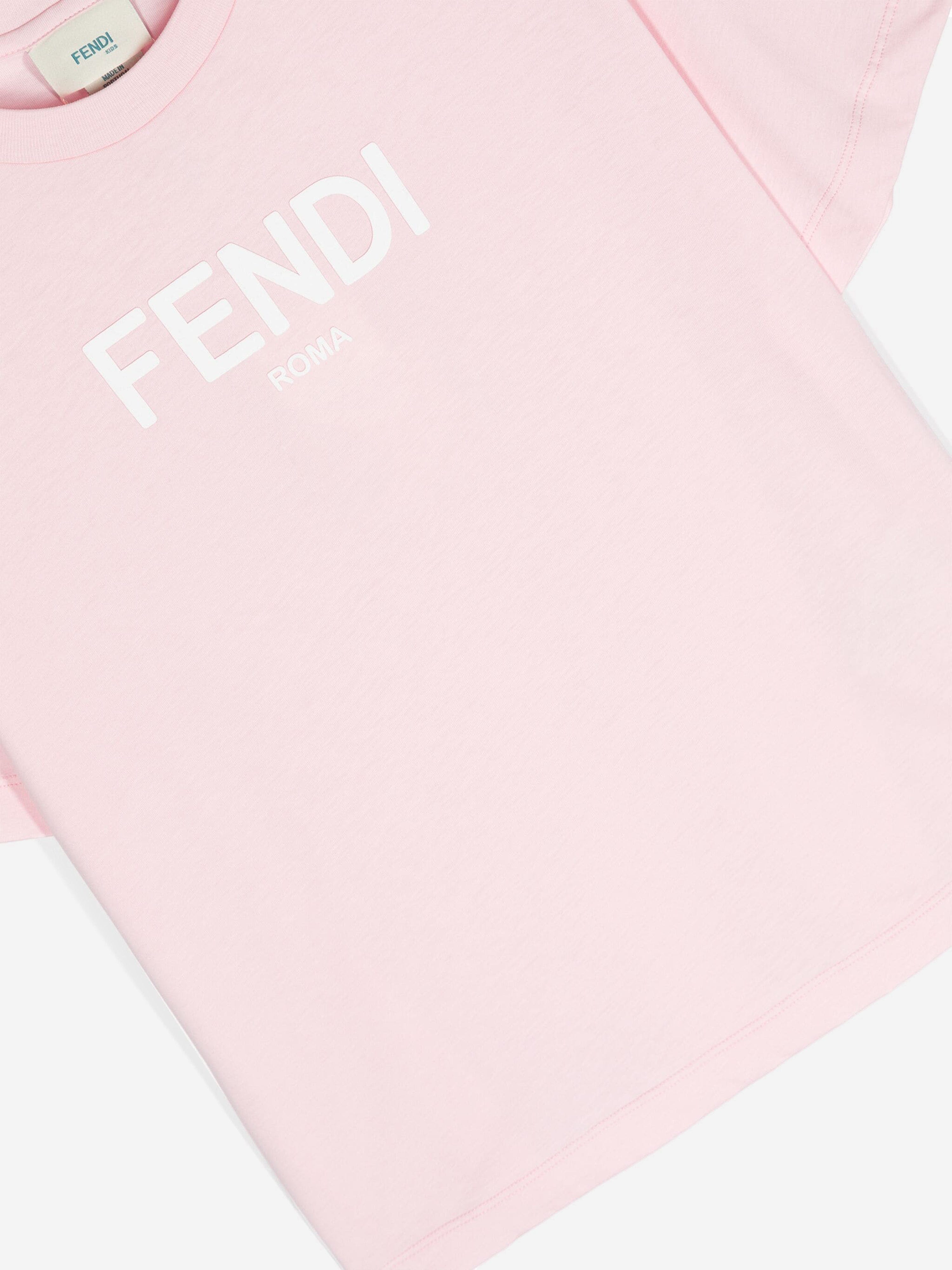 Fendi Kids Logo T-Shirt in Pink