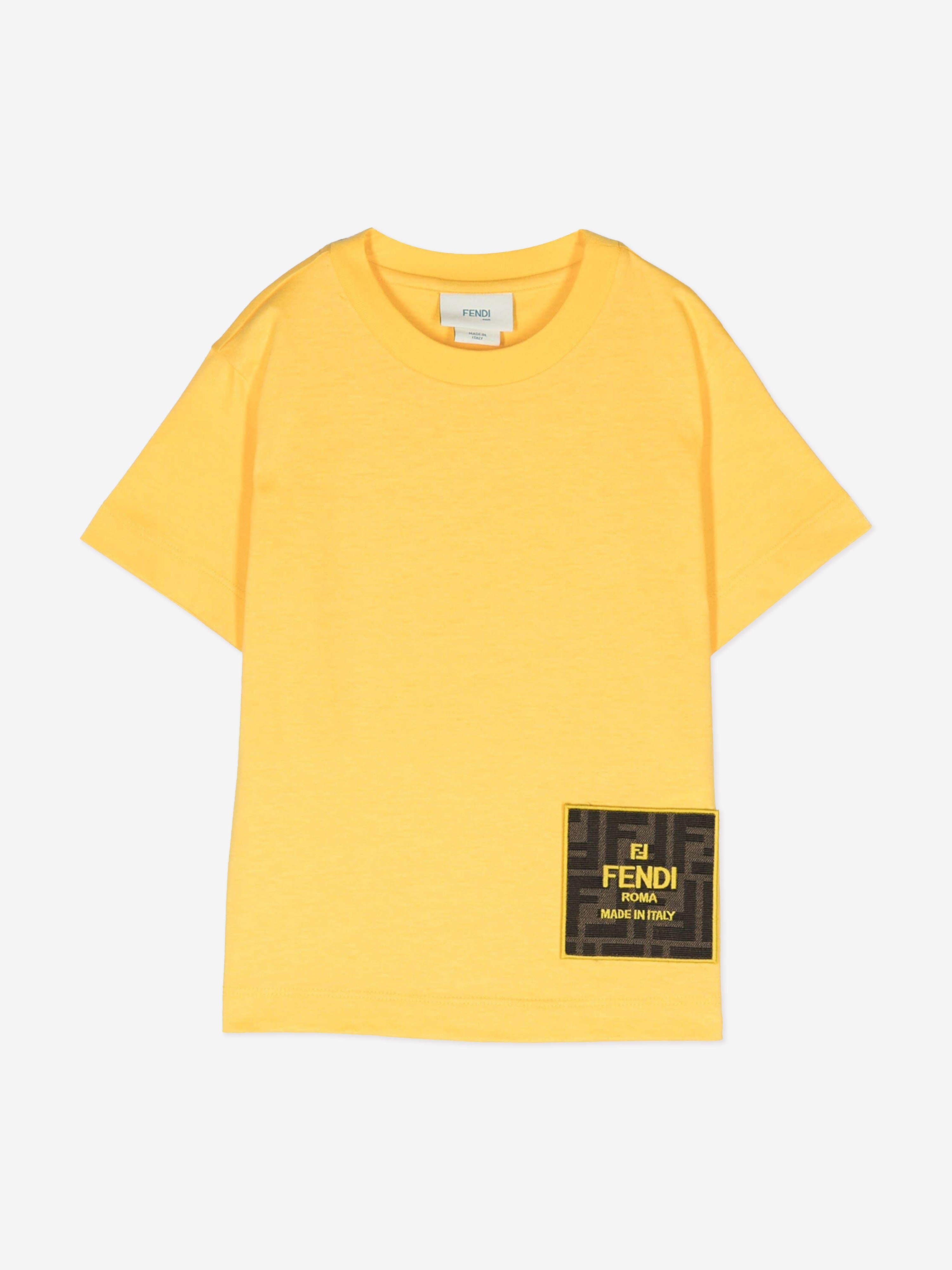 Fendi Kids Logo T-Shirt in Yellow