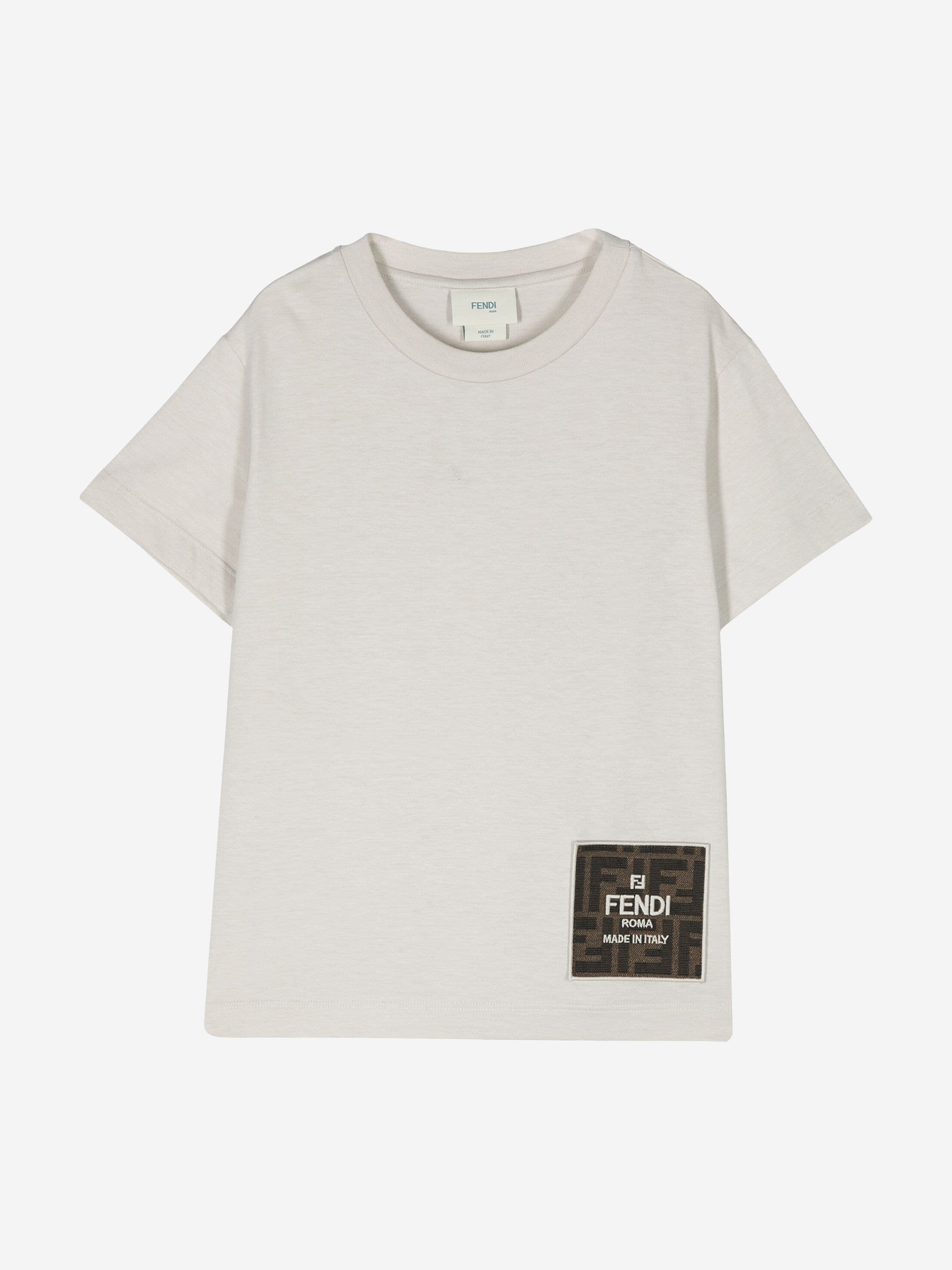 Fendi Kids Logo T-Shirt in Ivory