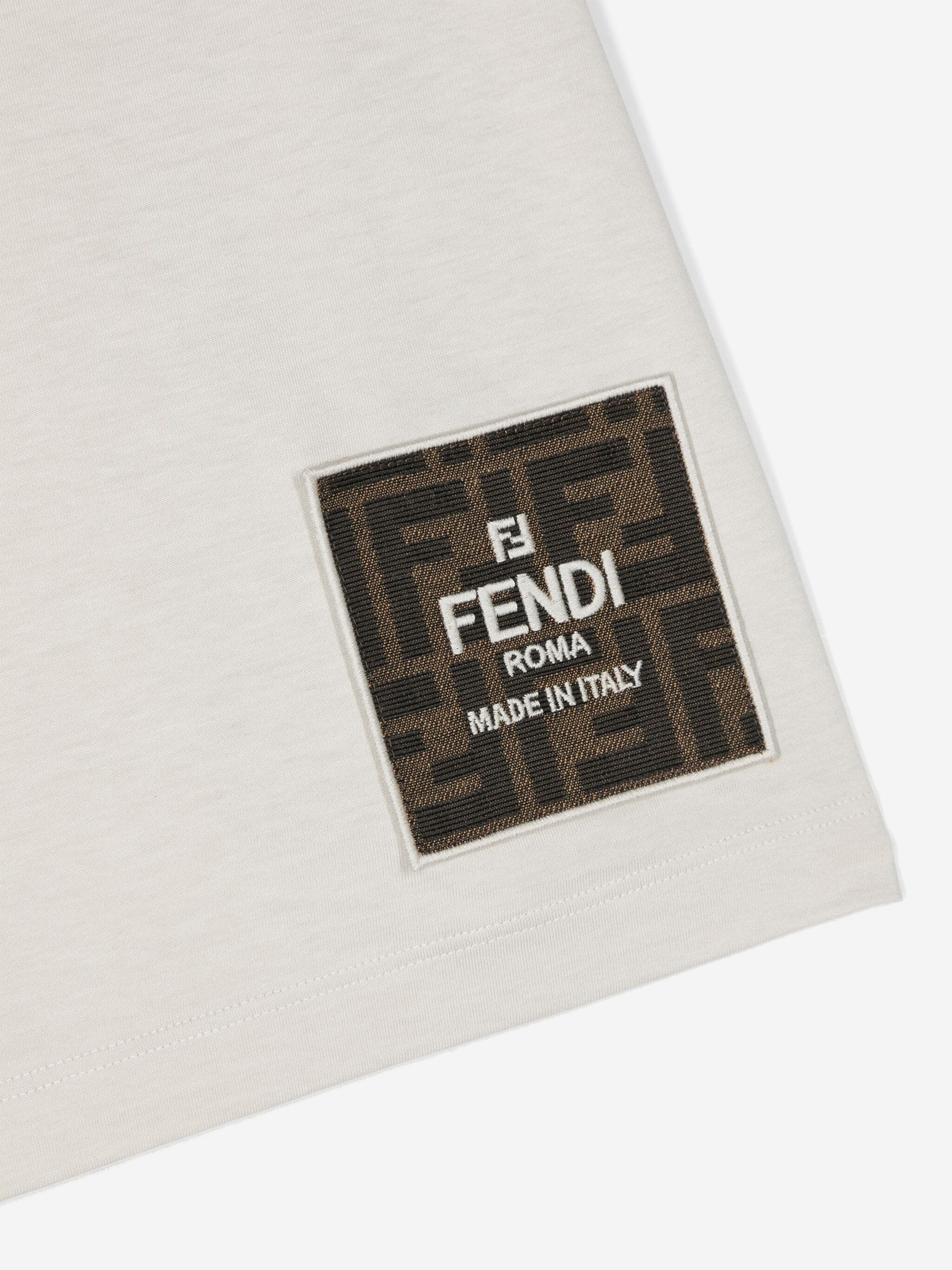 Fendi Kids Logo T-Shirt in Ivory