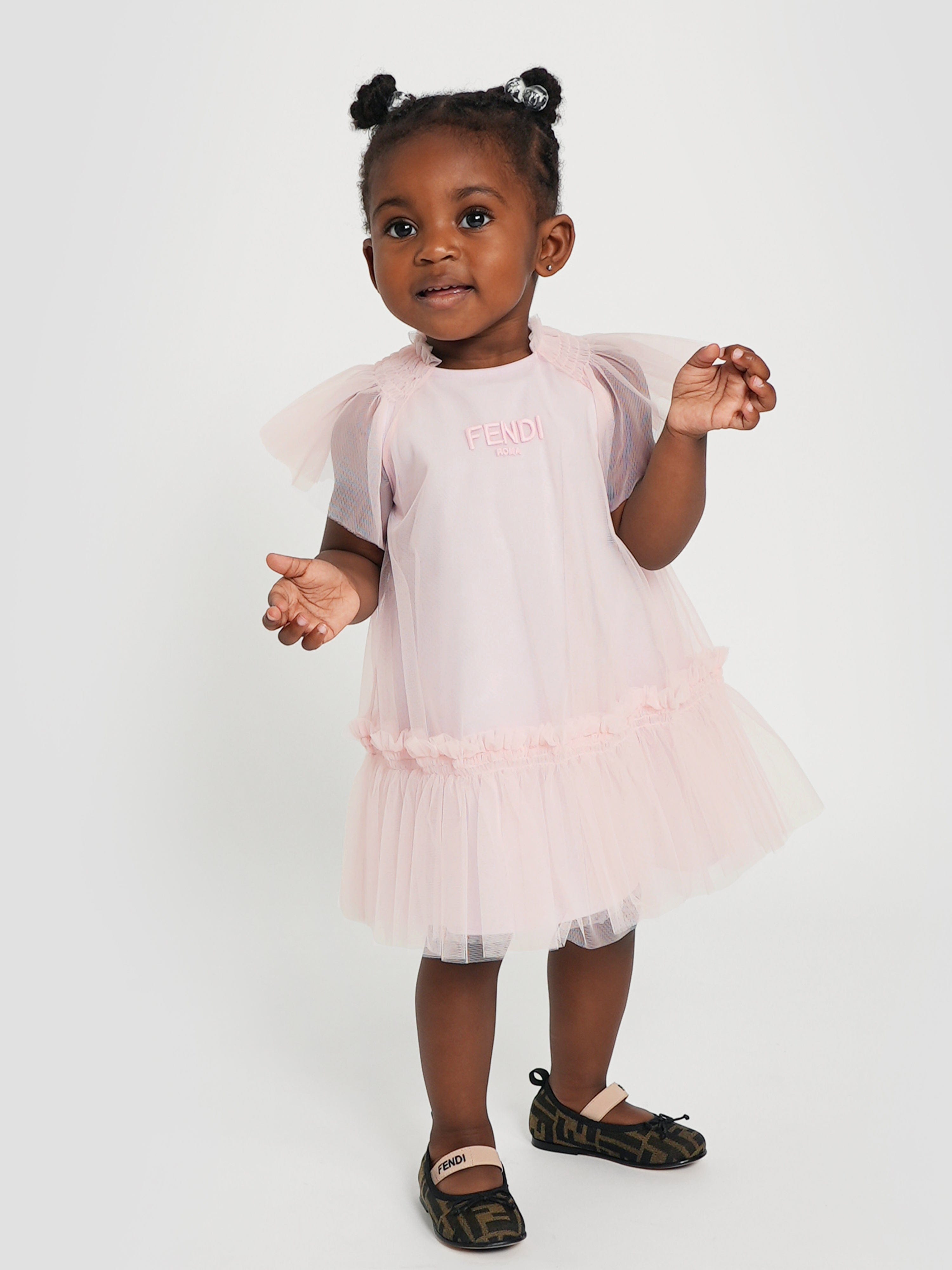 Fendi Baby Girls Tulle Dress in Pink