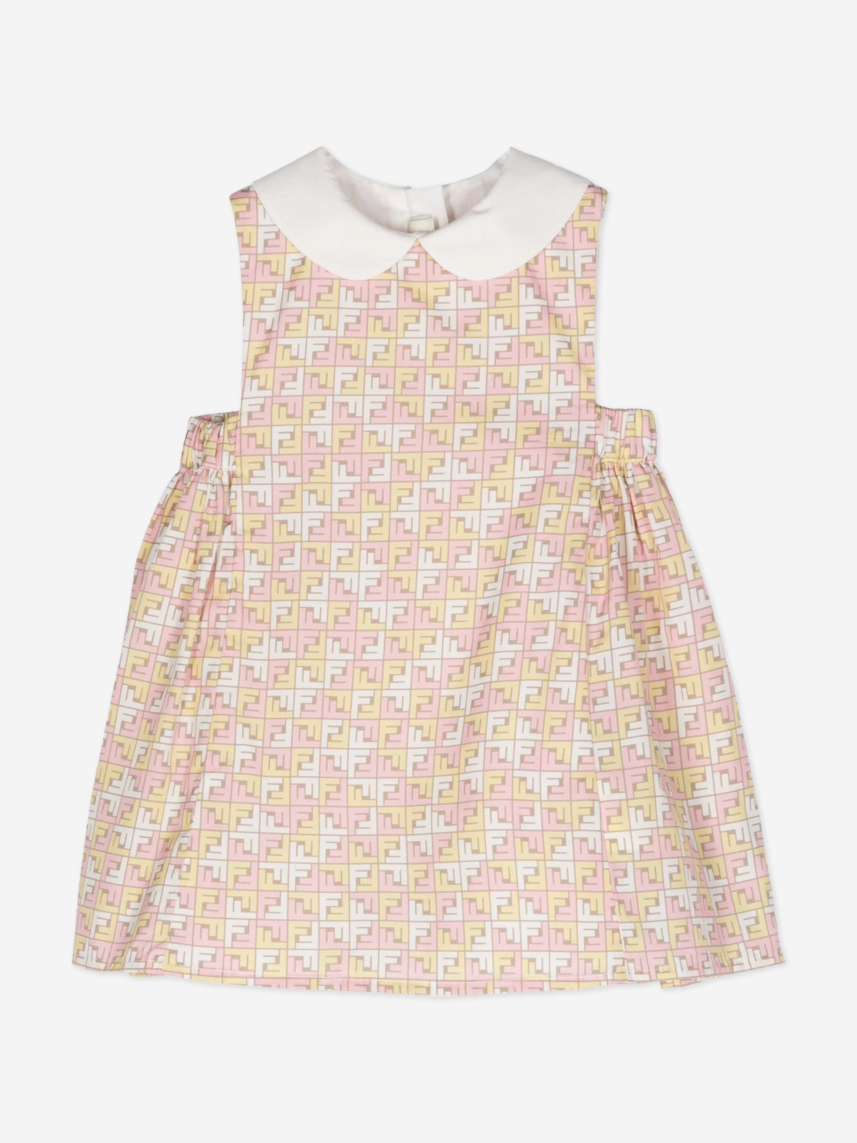 Fendi Baby Girls Micro Logo Dress in Multicolour