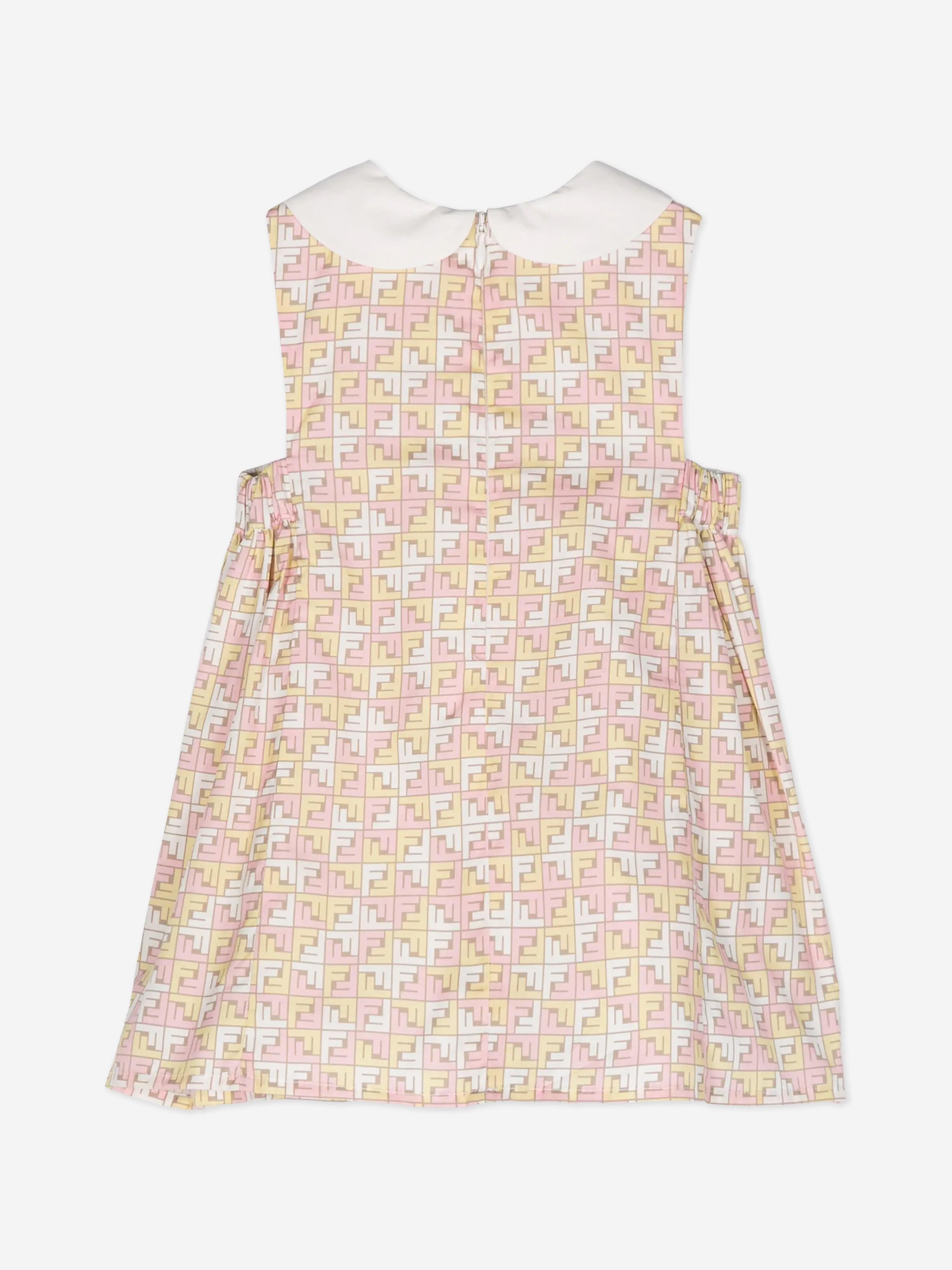 Fendi Baby Girls Micro Logo Dress in Multicolour