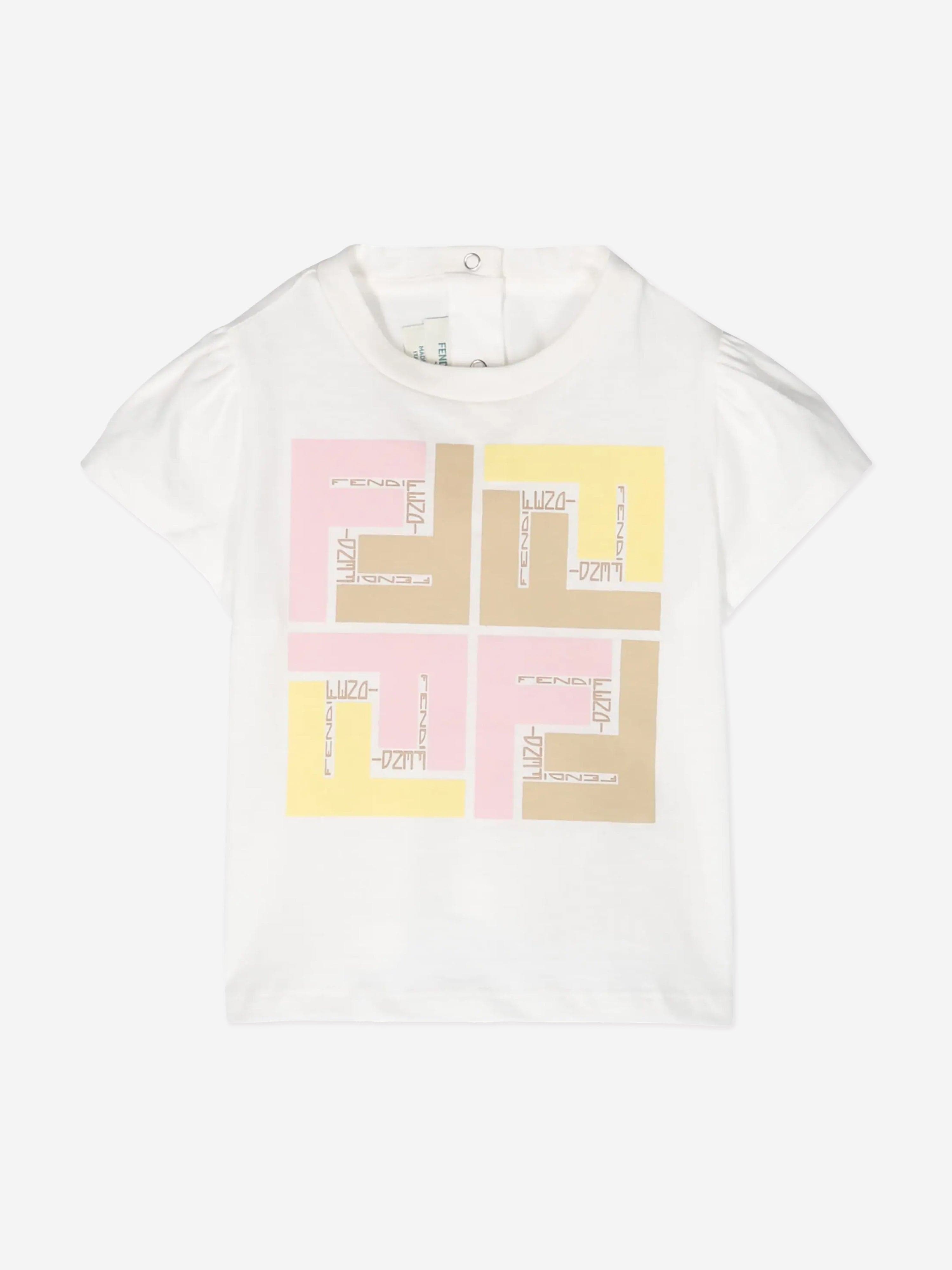 Fendi Baby Girls Logo T-Shirt in White