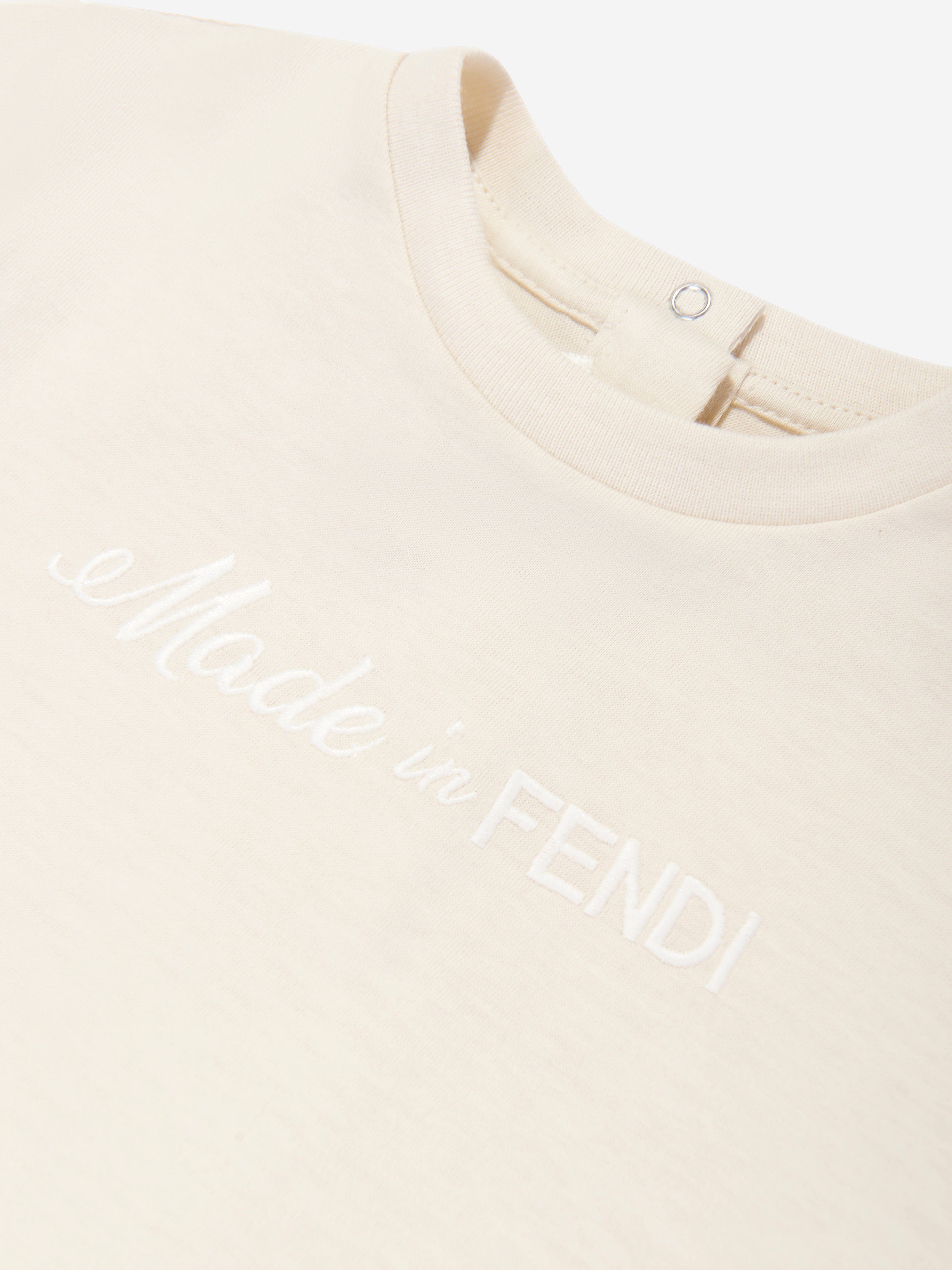 Fendi Baby Logo T-Shirt in Beige